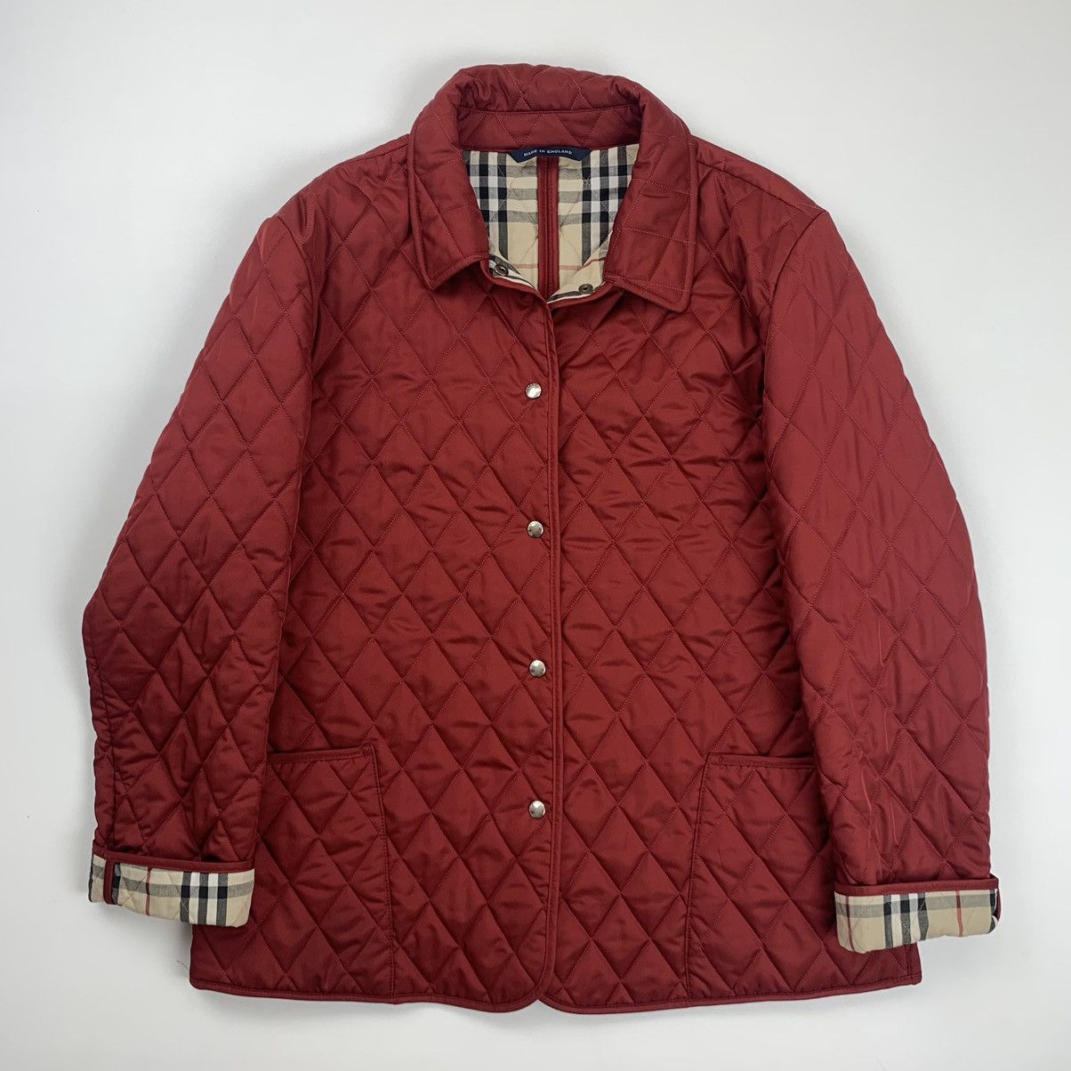 image of Burberry Vintage Quilted Jacket Wmns in Red, Women's (Size XL)