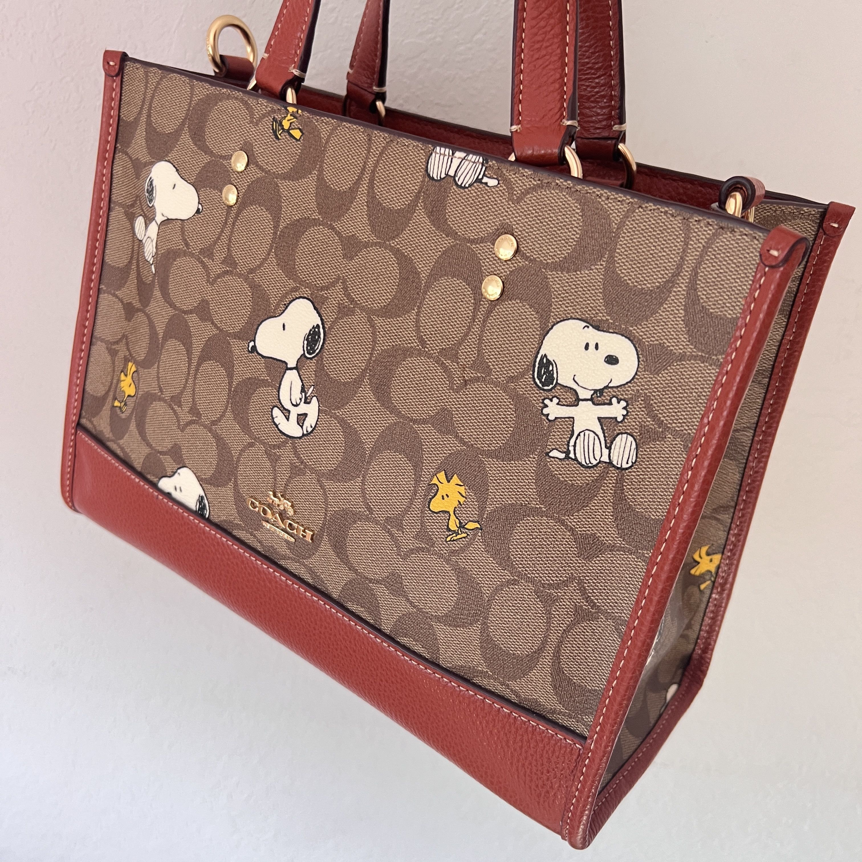 Coach X Peanuts Dempsey Carryall In Signature Canvas With factory Snoopy Woodstock Print