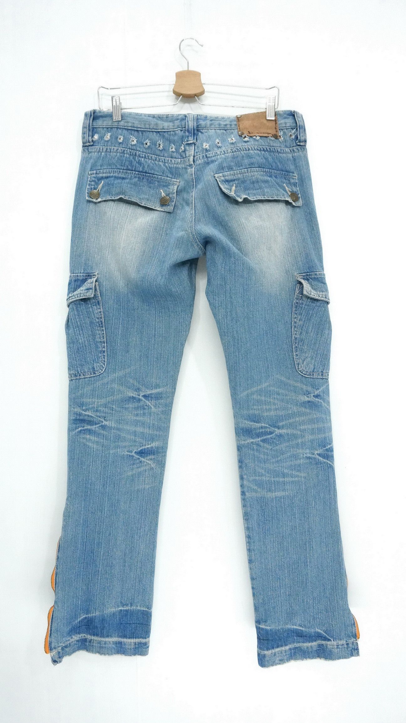 Japanese Brand Dope Vintage Japan AUGEH IZM Cargo Rivets Jeans Size US 33 - 3 Thumbnail