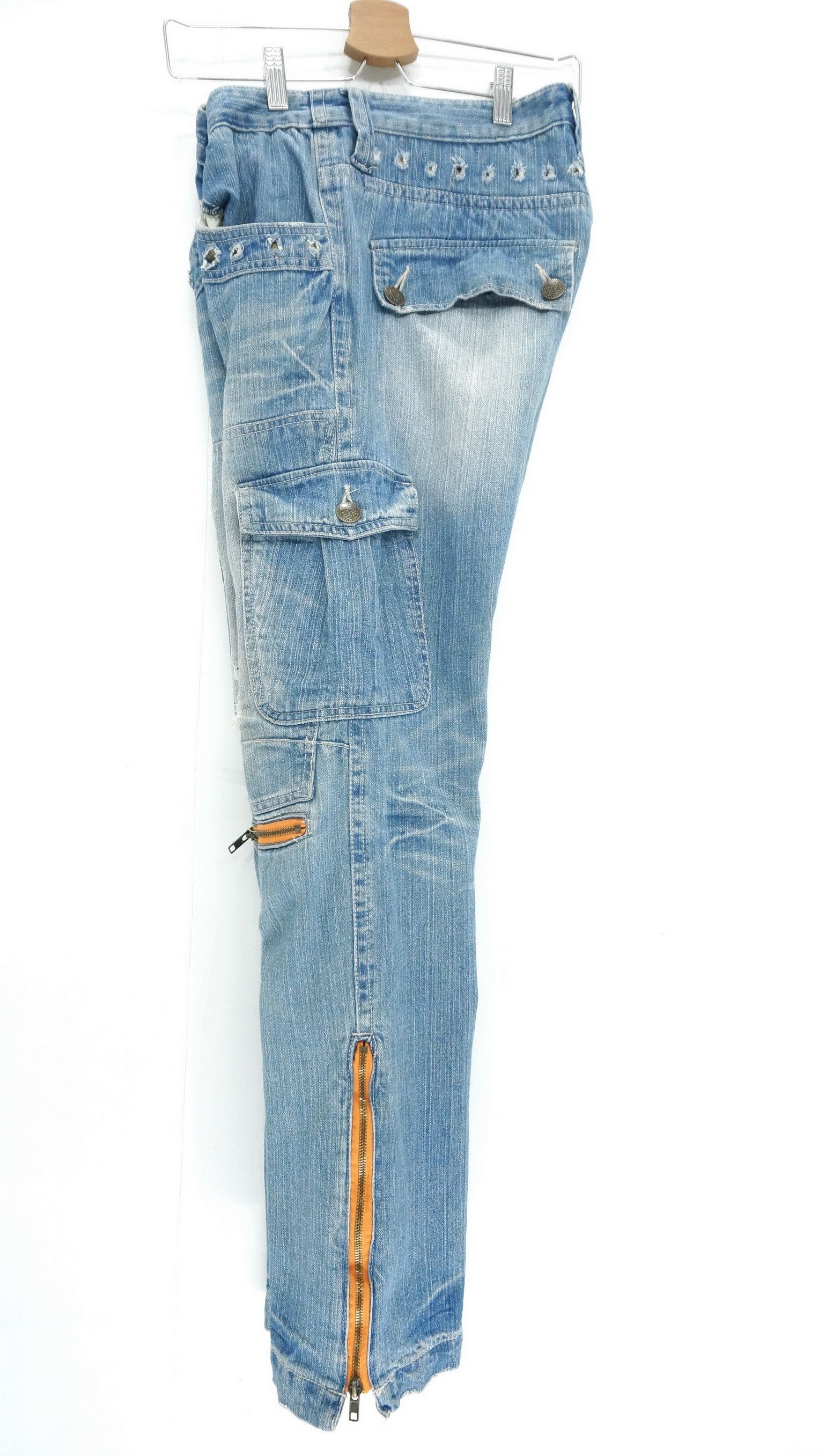 Japanese Brand Dope Vintage Japan AUGEH IZM Cargo Rivets Jeans Size US 33 - 2 Thumbnail