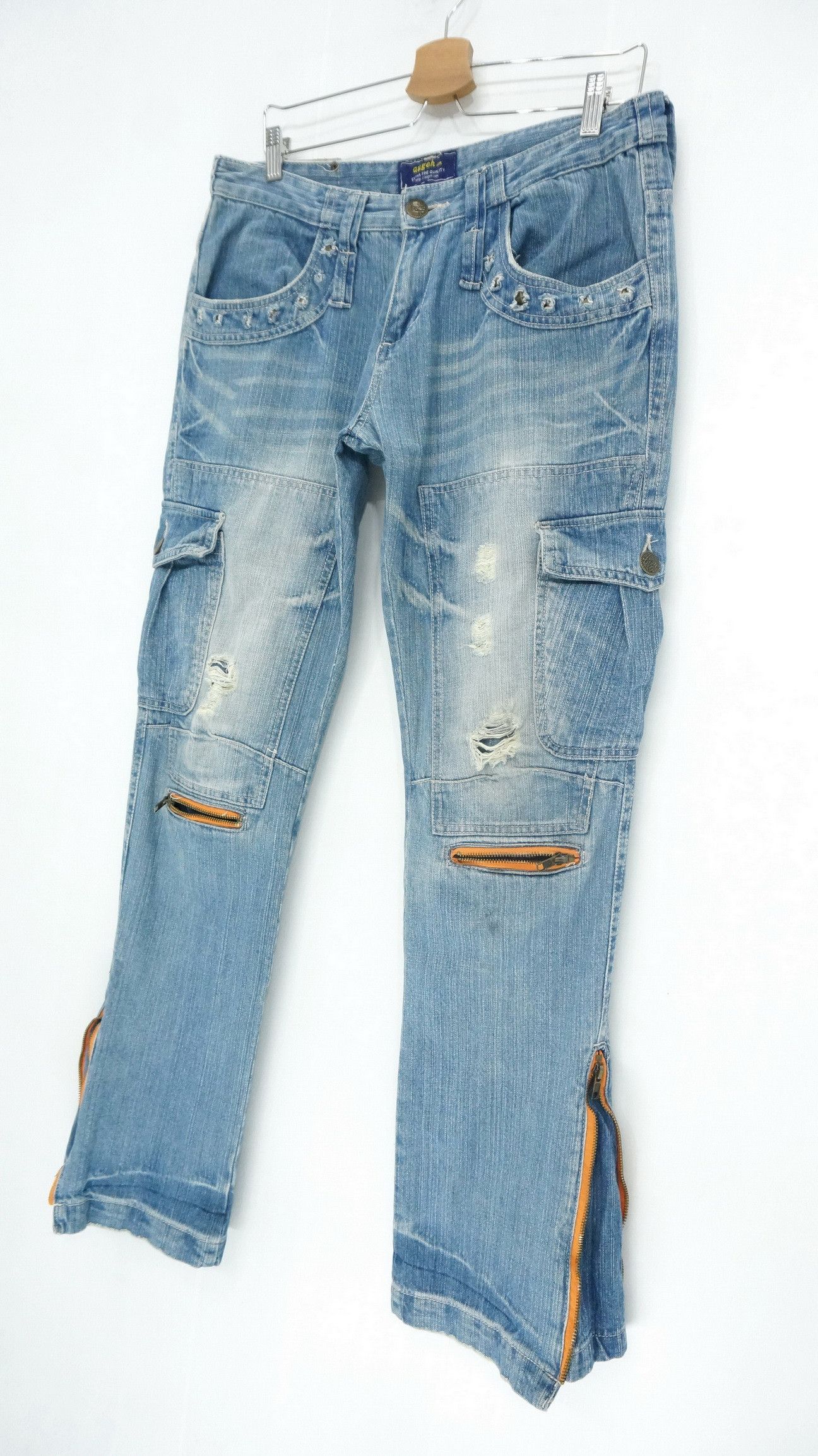 Japanese Brand Dope Vintage Japan AUGEH IZM Cargo Rivets Jeans Size US 33 - 4 Thumbnail