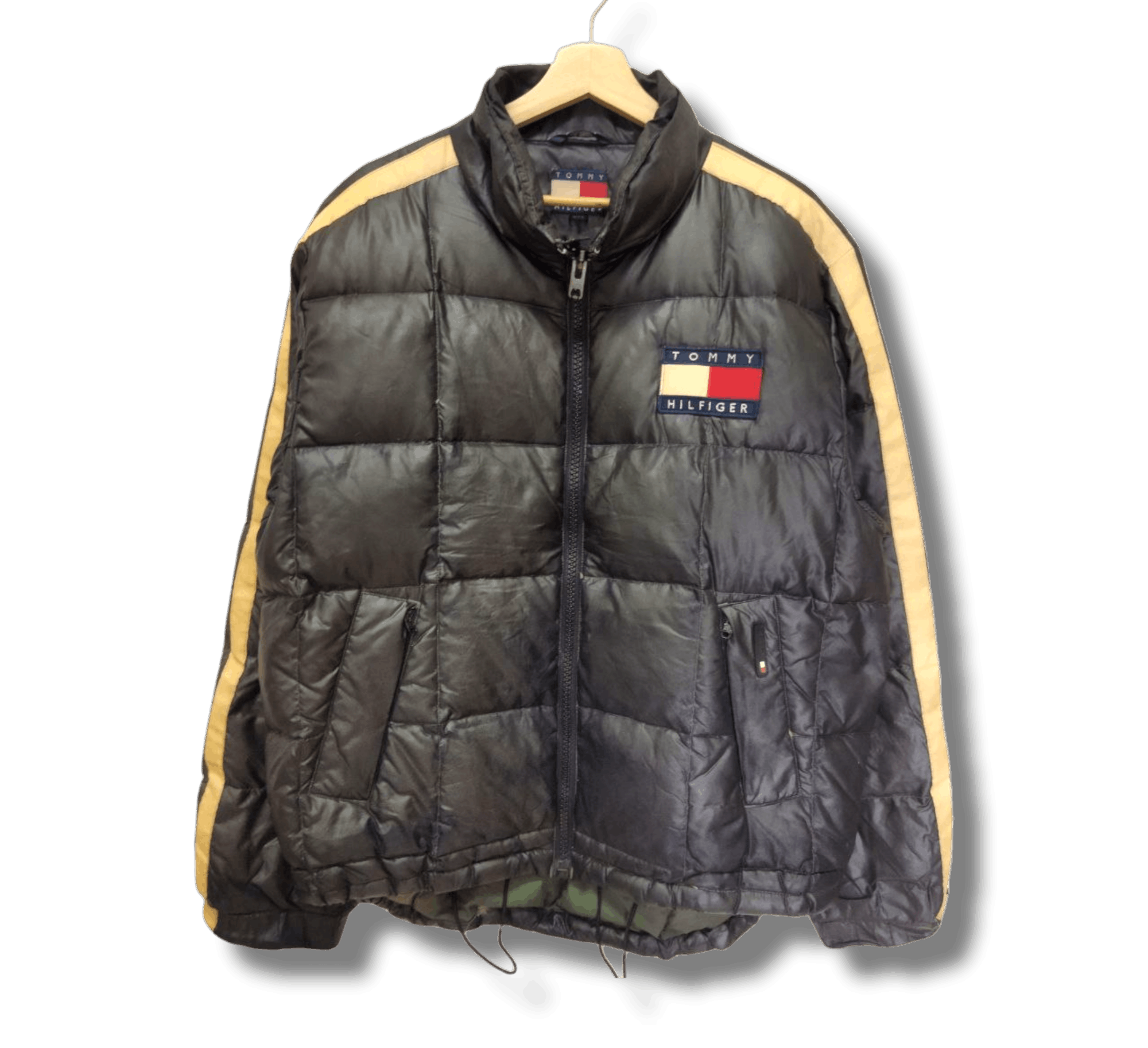 image of Best Offervintage 90's Tommy Hilfiger Down Jacket in Black, Men's (Size Medium)