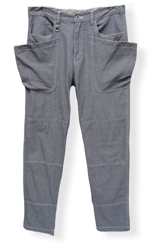 image of Takeo Kikuchi Designer Big Pocket Artist Streetwear Pants in Greyish Blue, Men's (Size 31)