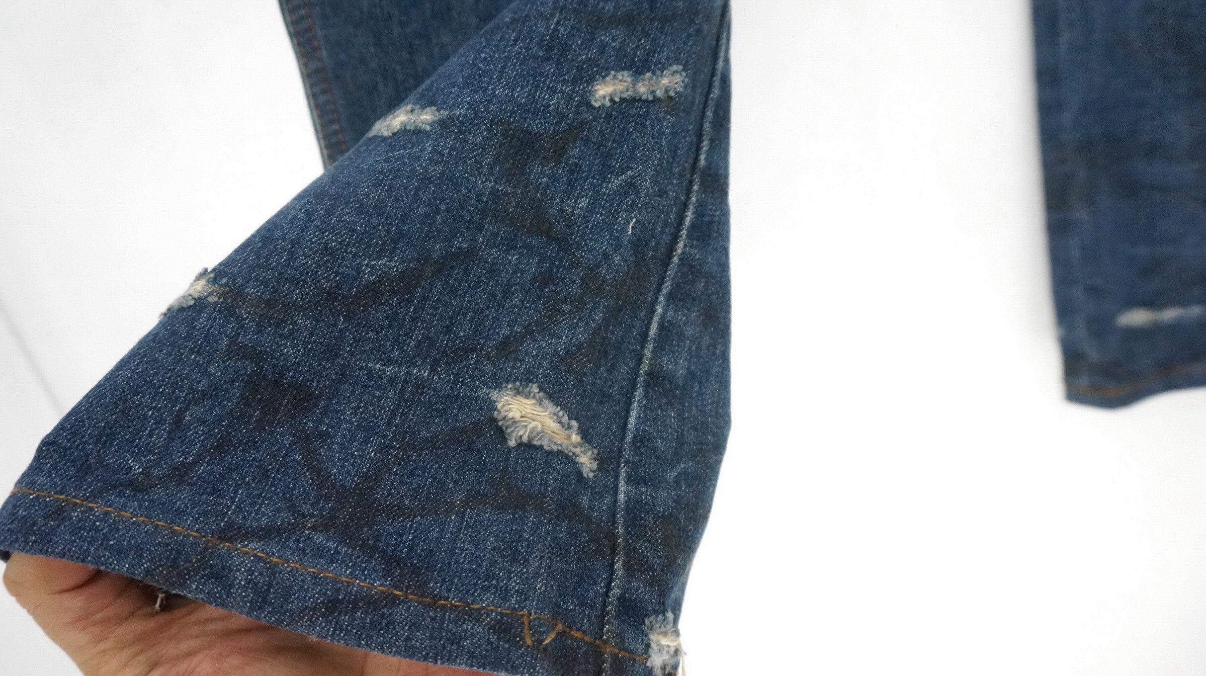 Japanese Brand Fire Rare! OBELISK Japan Lowrise Distressed Flared Jeans Size US 30 / EU 46 - 14 Thumbnail