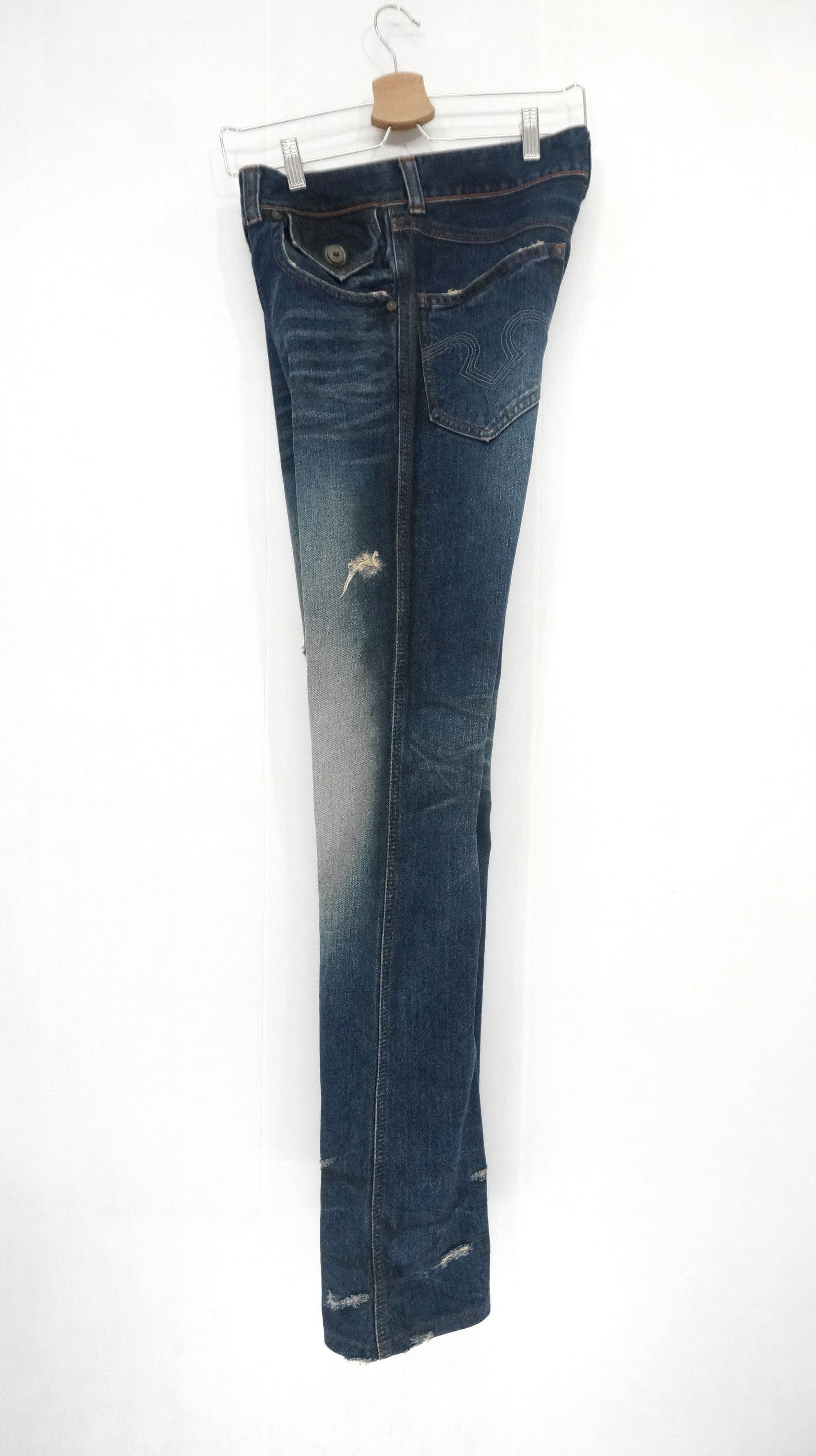 Japanese Brand Fire Rare! OBELISK Japan Lowrise Distressed Flared Jeans Size US 30 / EU 46 - 3 Thumbnail