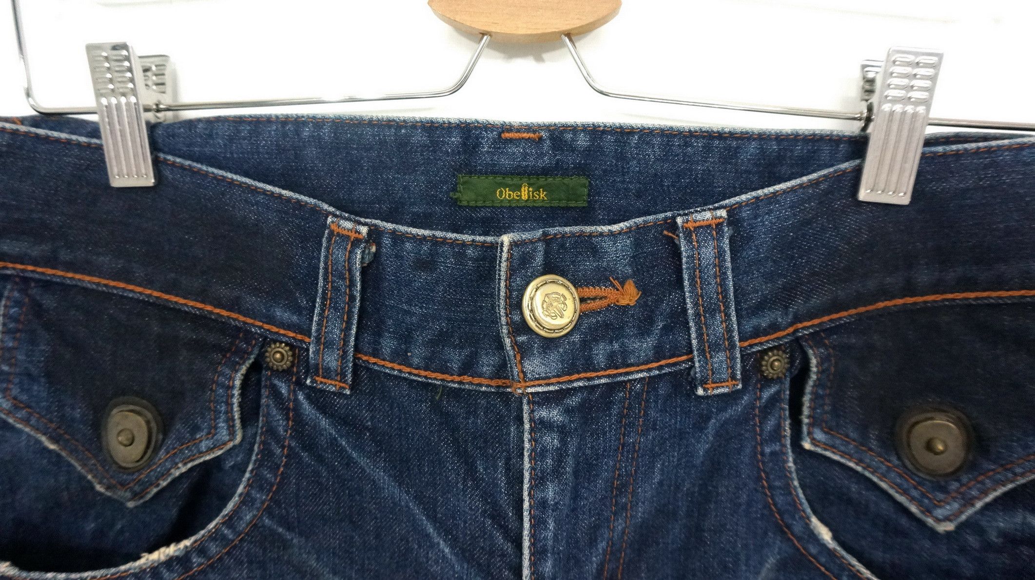 Japanese Brand Fire Rare! OBELISK Japan Lowrise Distressed Flared Jeans Size US 30 / EU 46 - 4 Thumbnail
