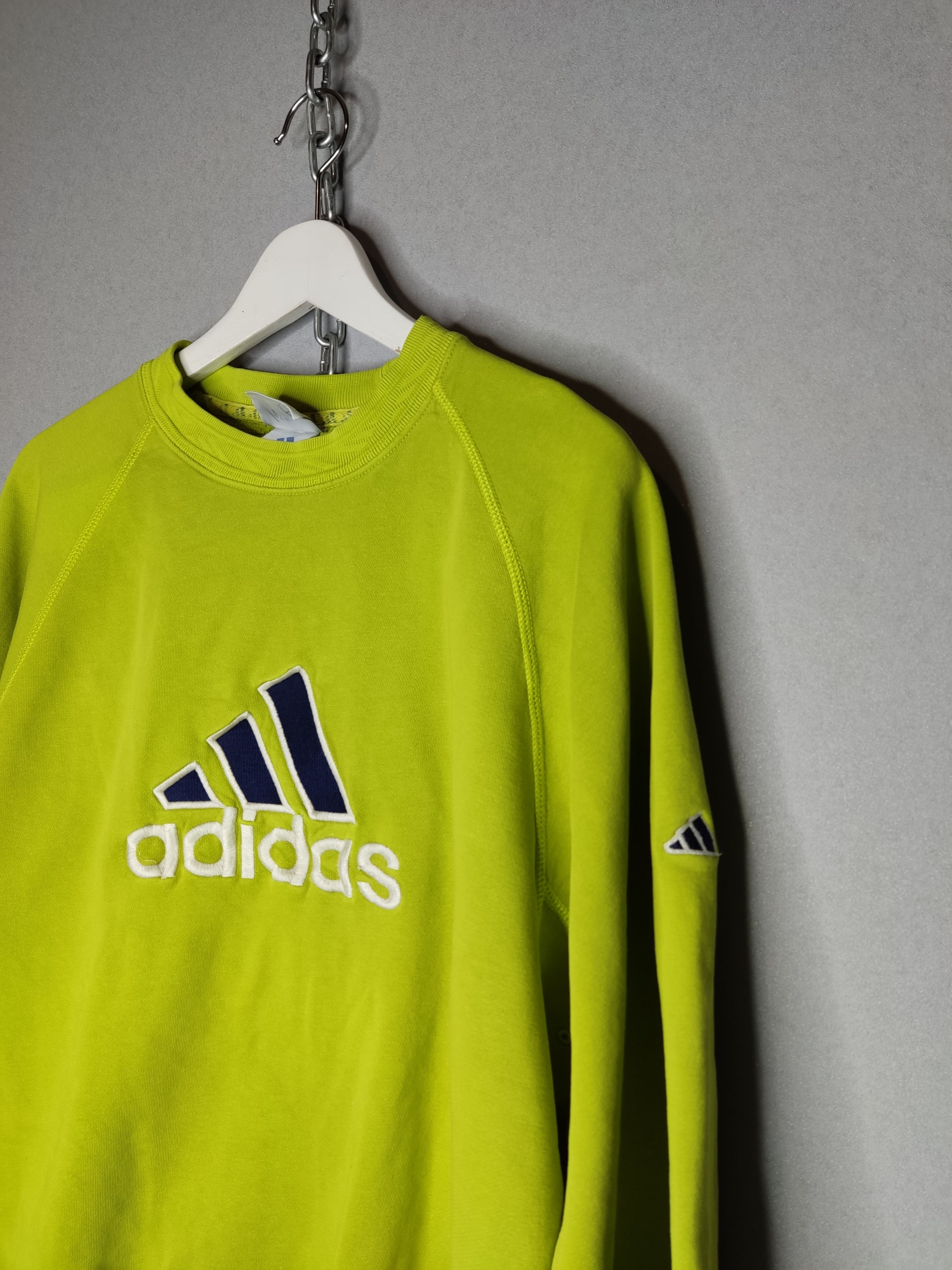 Pre-owned Adidas X Vintage Trashed Adidas Vintage Sweatshirt Embroidered Center Logo In Green