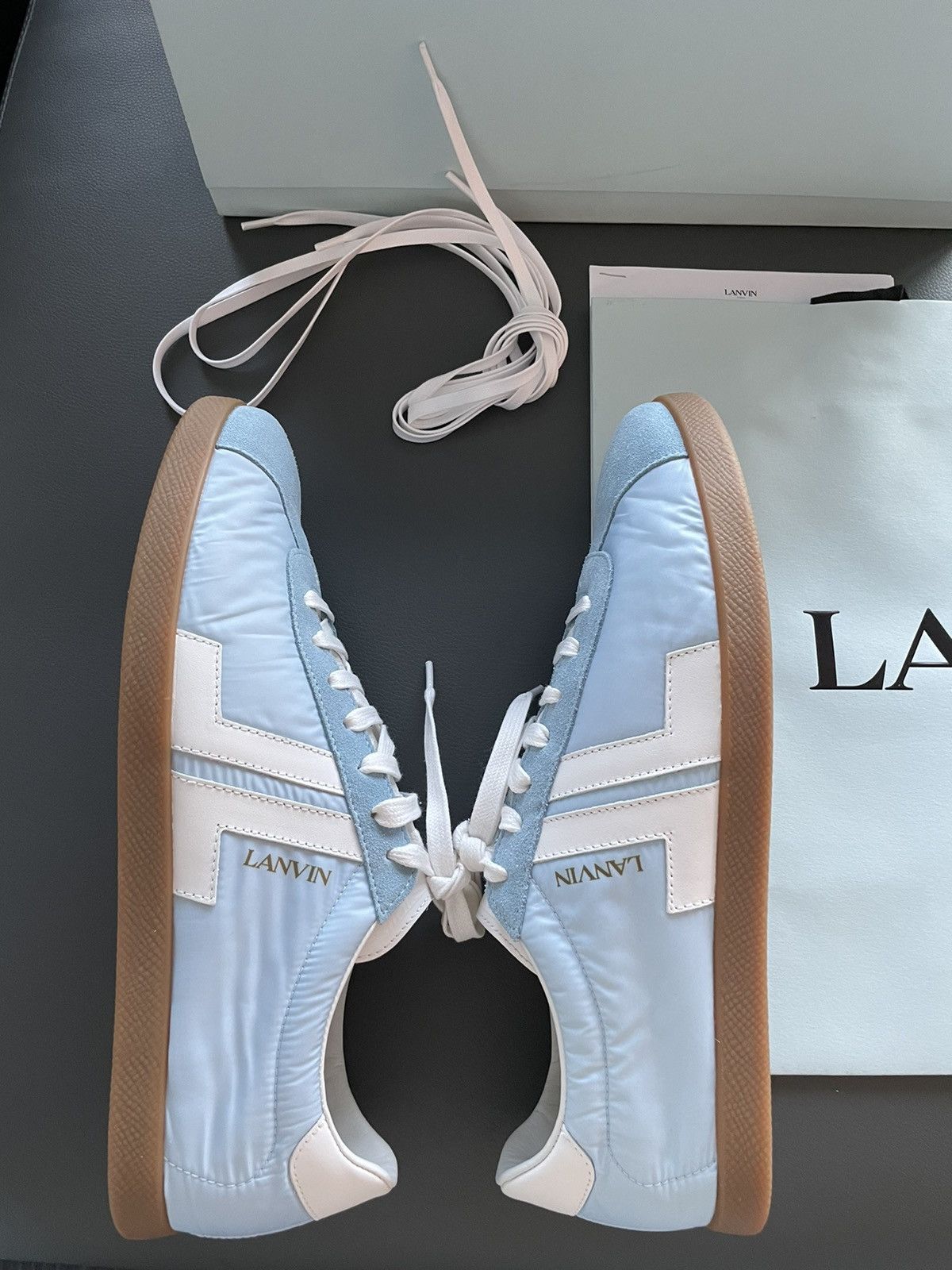 image of Lanvin Super Runway Limited Edition Logo Sneaker in Blue, Men's (Size 11)