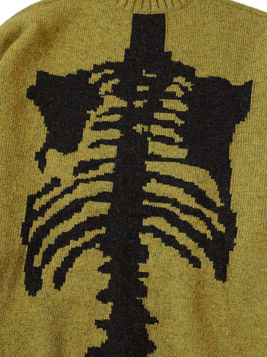 Kapital KAPITAL 5G wool bone crew sweater Skeleton mustard new S Size US S / EU 44-46 / 1 - 2 Thumbnail