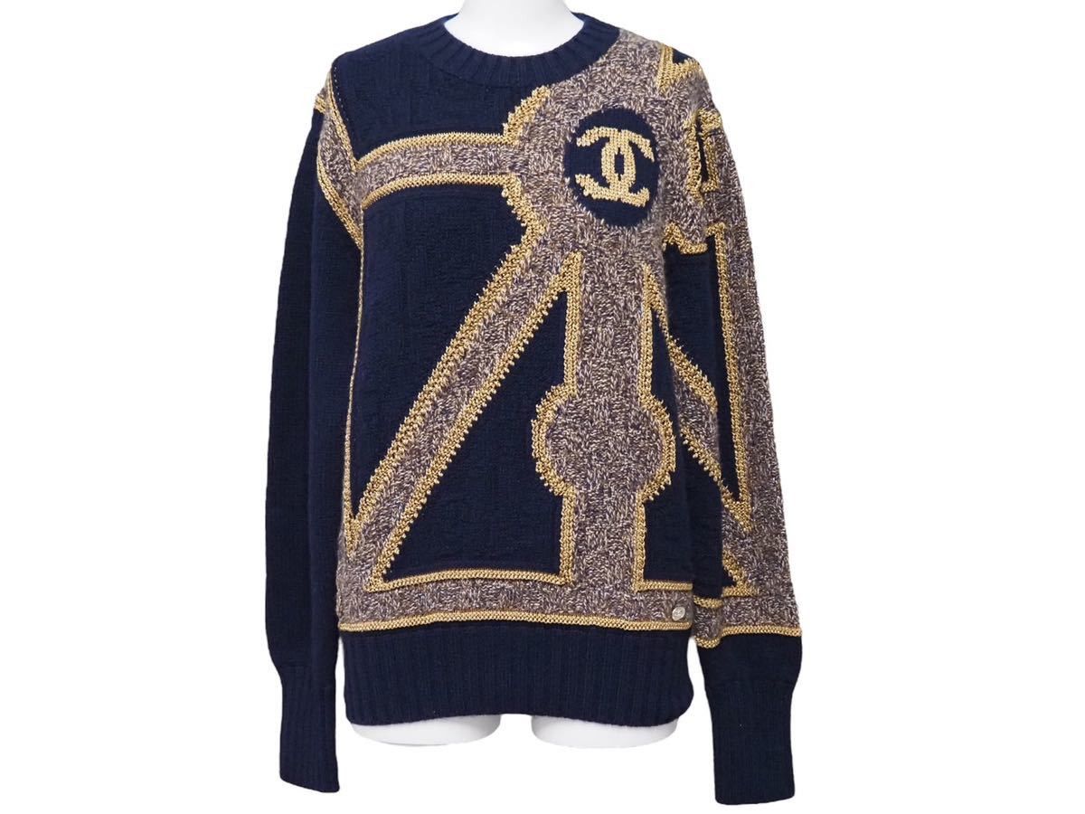 image of Chanel Metiers D'art Collection Cashmere Sweater in Navy, Women's (Size XS)