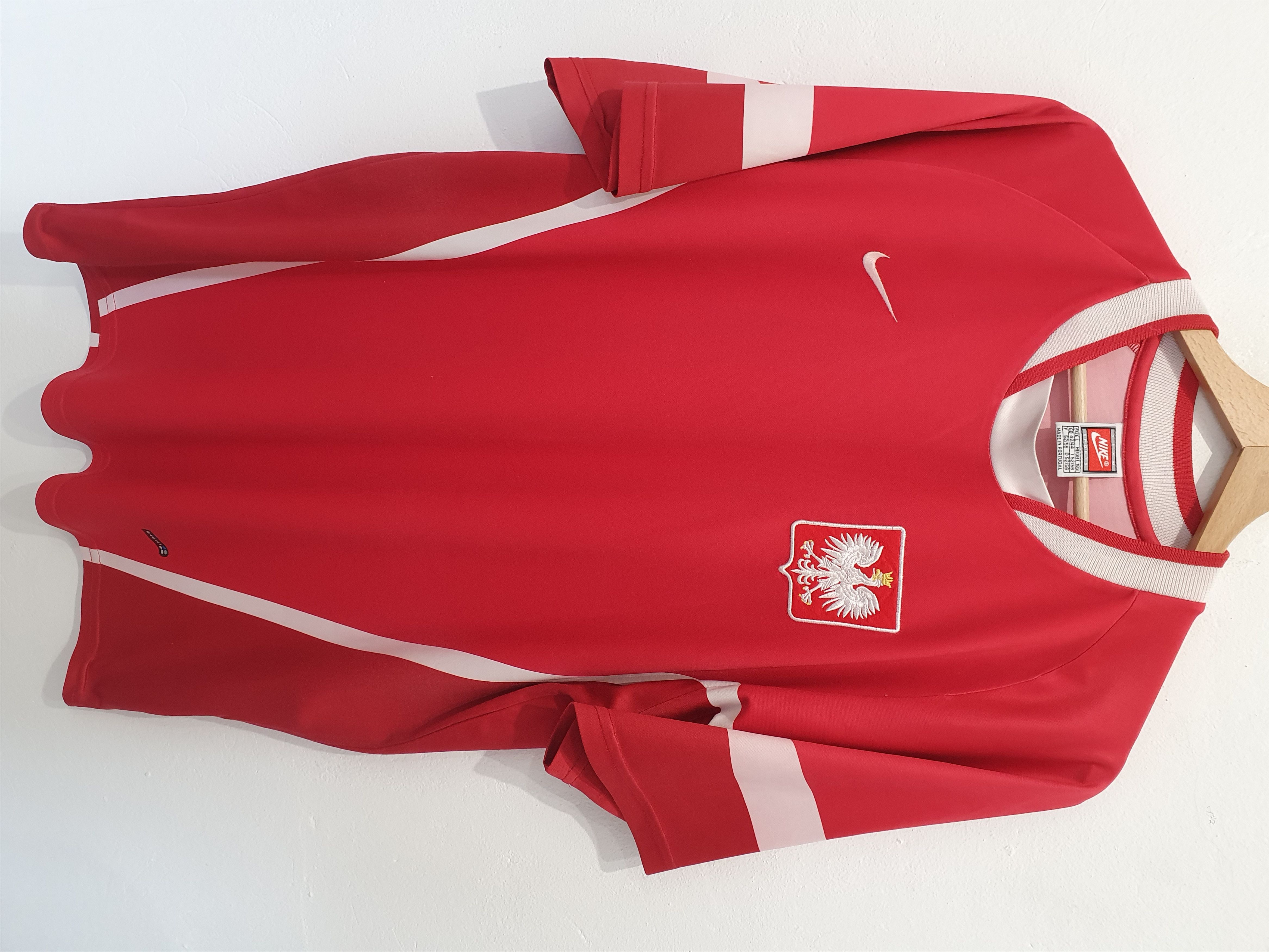 image of Polska Poland Size L 1997 Shirt Football Soccer Jersey in Red, Men's