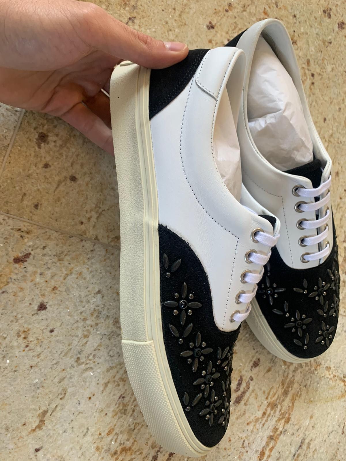 Amiri Studded Lace Up Sneakers, Low Top in Black & White Size US 7 / EU 40 - 16 Thumbnail