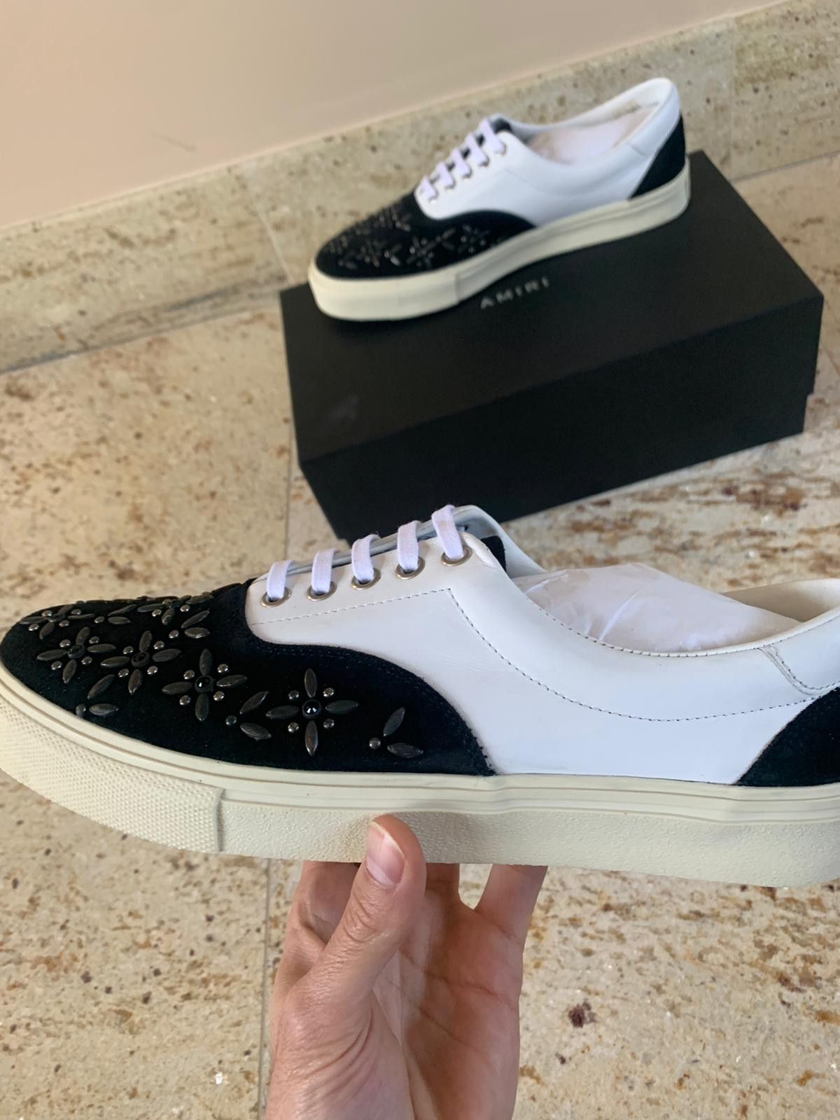 Amiri Studded Lace Up Sneakers, Low Top in Black & White Size US 7 / EU 40 - 8 Thumbnail