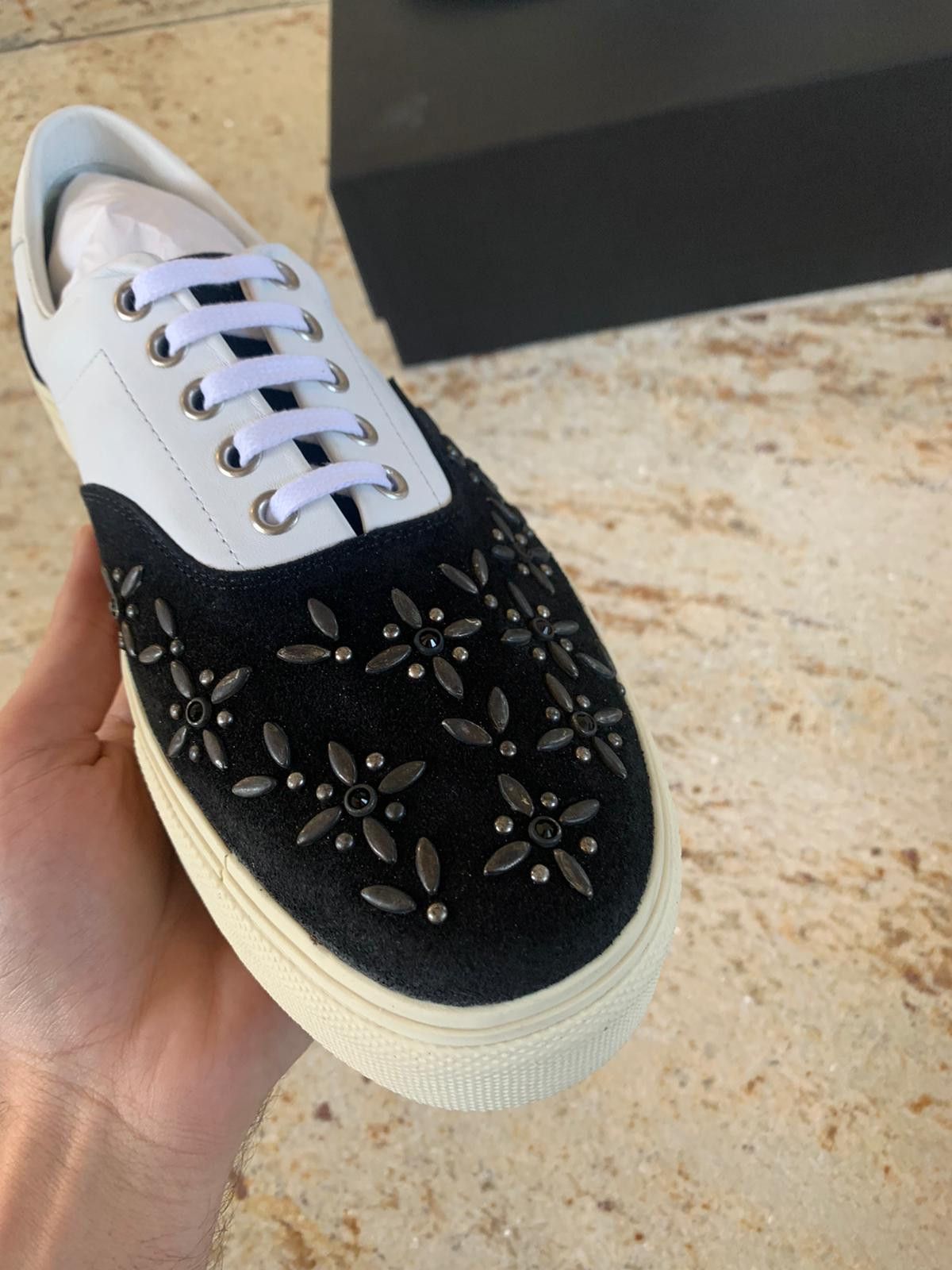 Amiri Studded Lace Up Sneakers, Low Top in Black & White Size US 7 / EU 40 - 2 Thumbnail