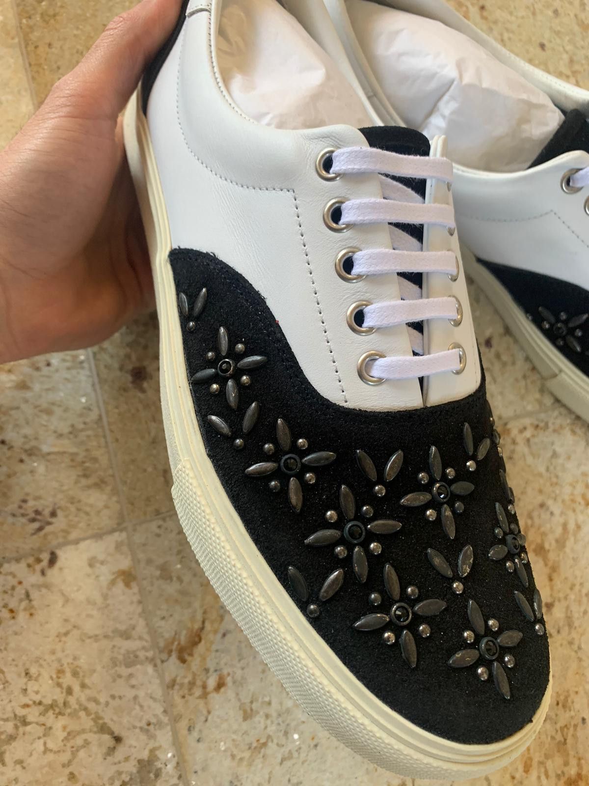 Amiri Studded Lace Up Sneakers, Low Top in Black & White Size US 7 / EU 40 - 17 Thumbnail
