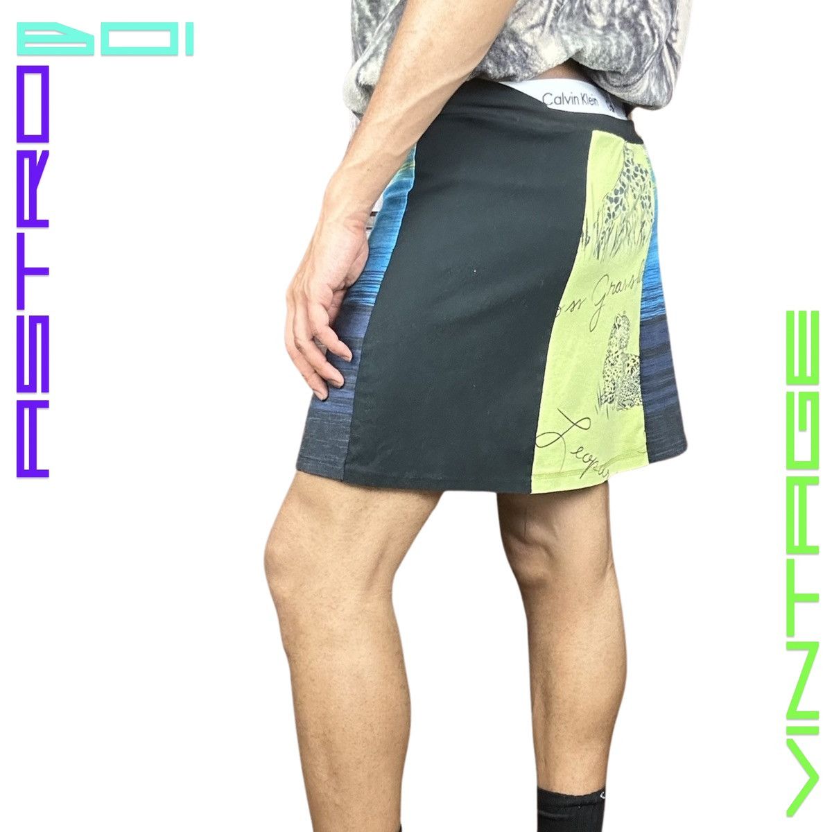 Vintage 90s BLACK COTTON PANELED ZEBRA SKIRT _ 30" Size 30" / US 8 / IT 44 - 3 Thumbnail