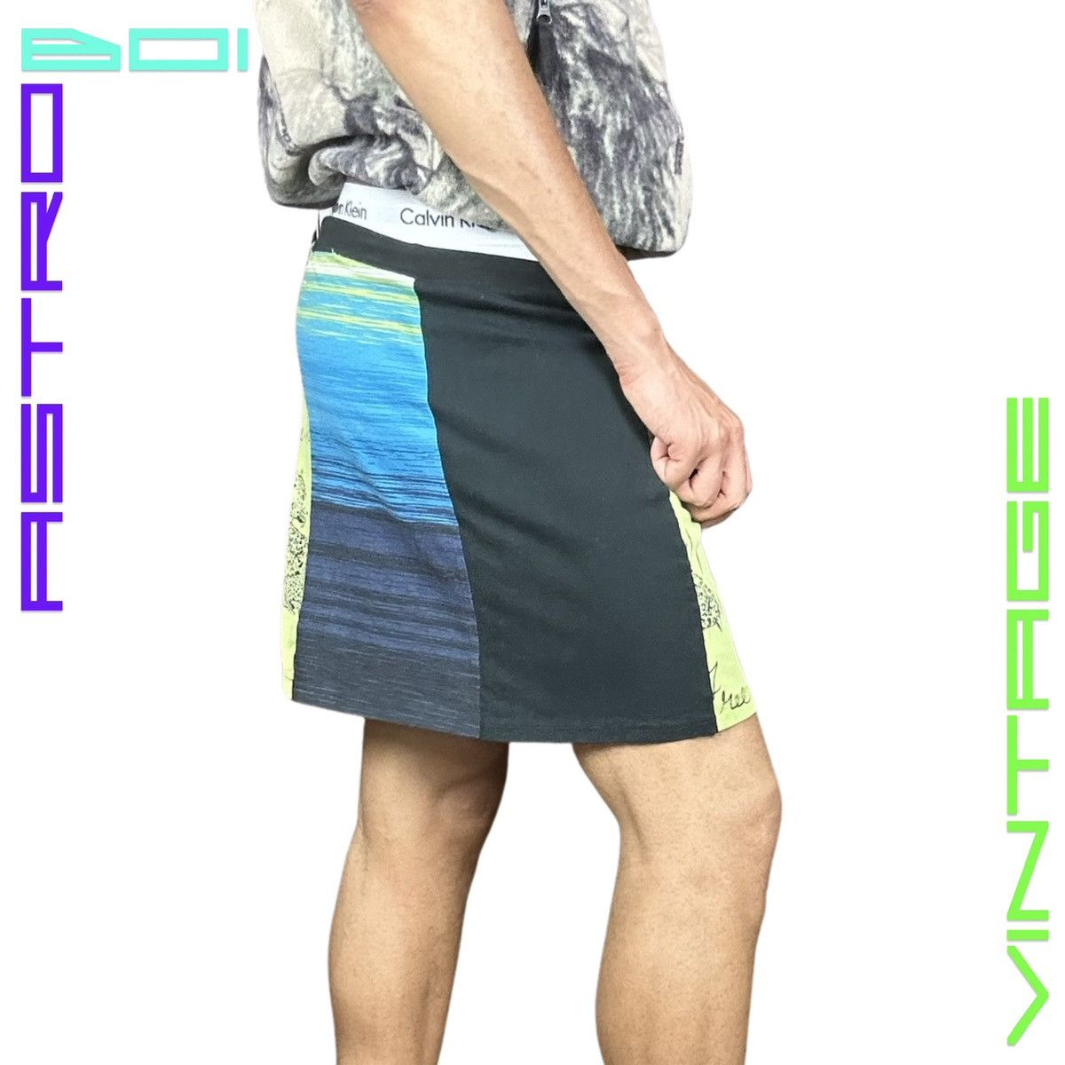 Vintage 90s BLACK COTTON PANELED ZEBRA SKIRT _ 30" Size 30" / US 8 / IT 44 - 5 Thumbnail