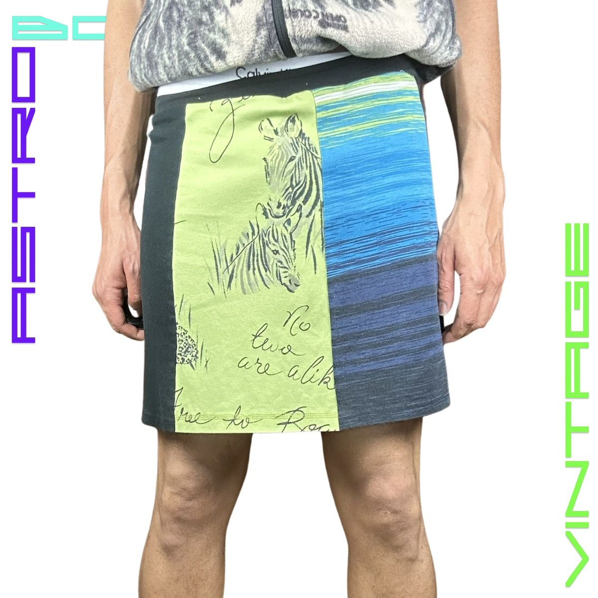 Vintage 90s BLACK COTTON PANELED ZEBRA SKIRT _ 30" Size 30" / US 8 / IT 44 - 1 Thumbnail