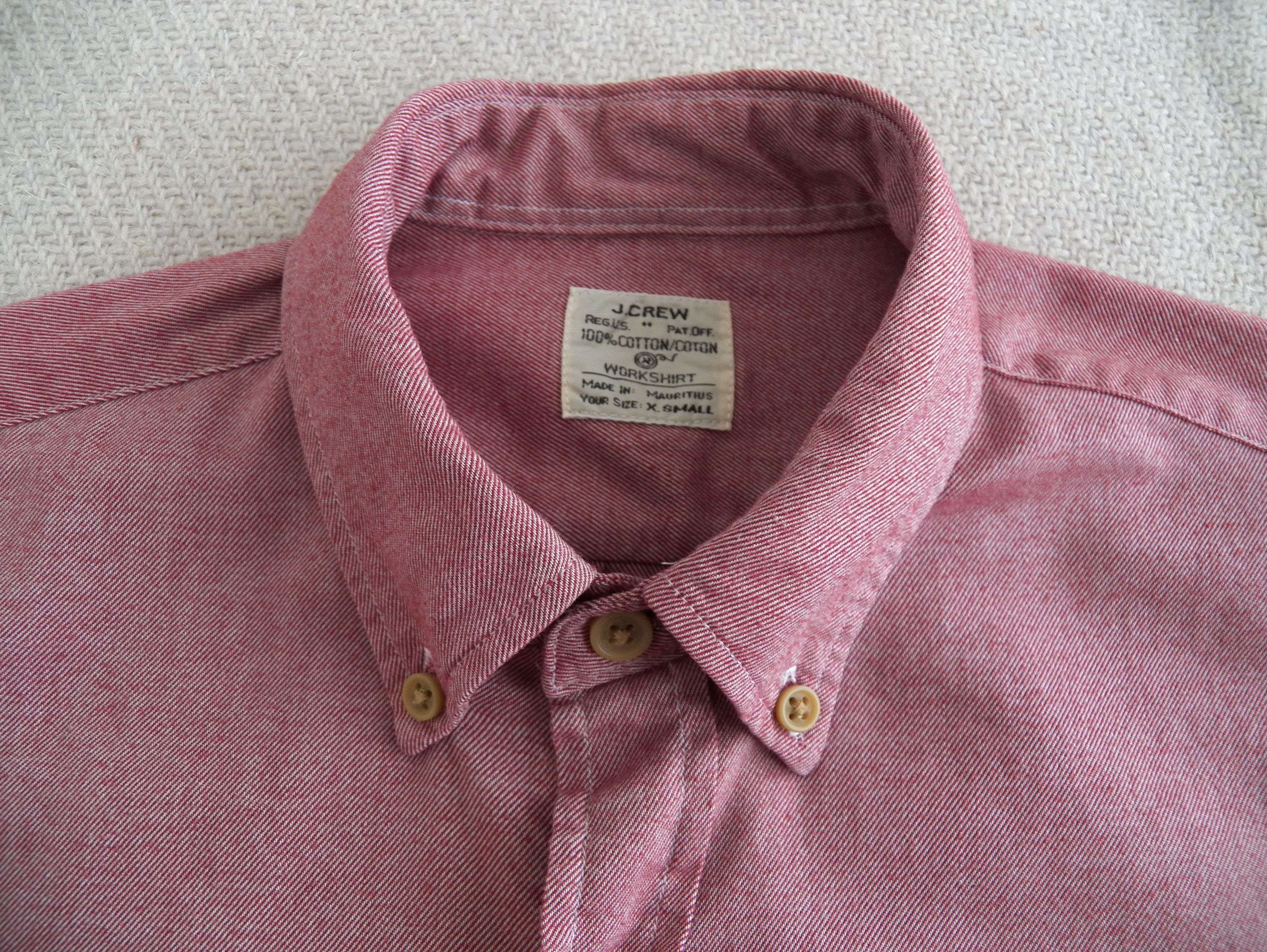 J.Crew MENS Work SHIRT Diagonal Twill Brushed cotton pink red Size US XS / EU 42 / 0 - 3 Thumbnail