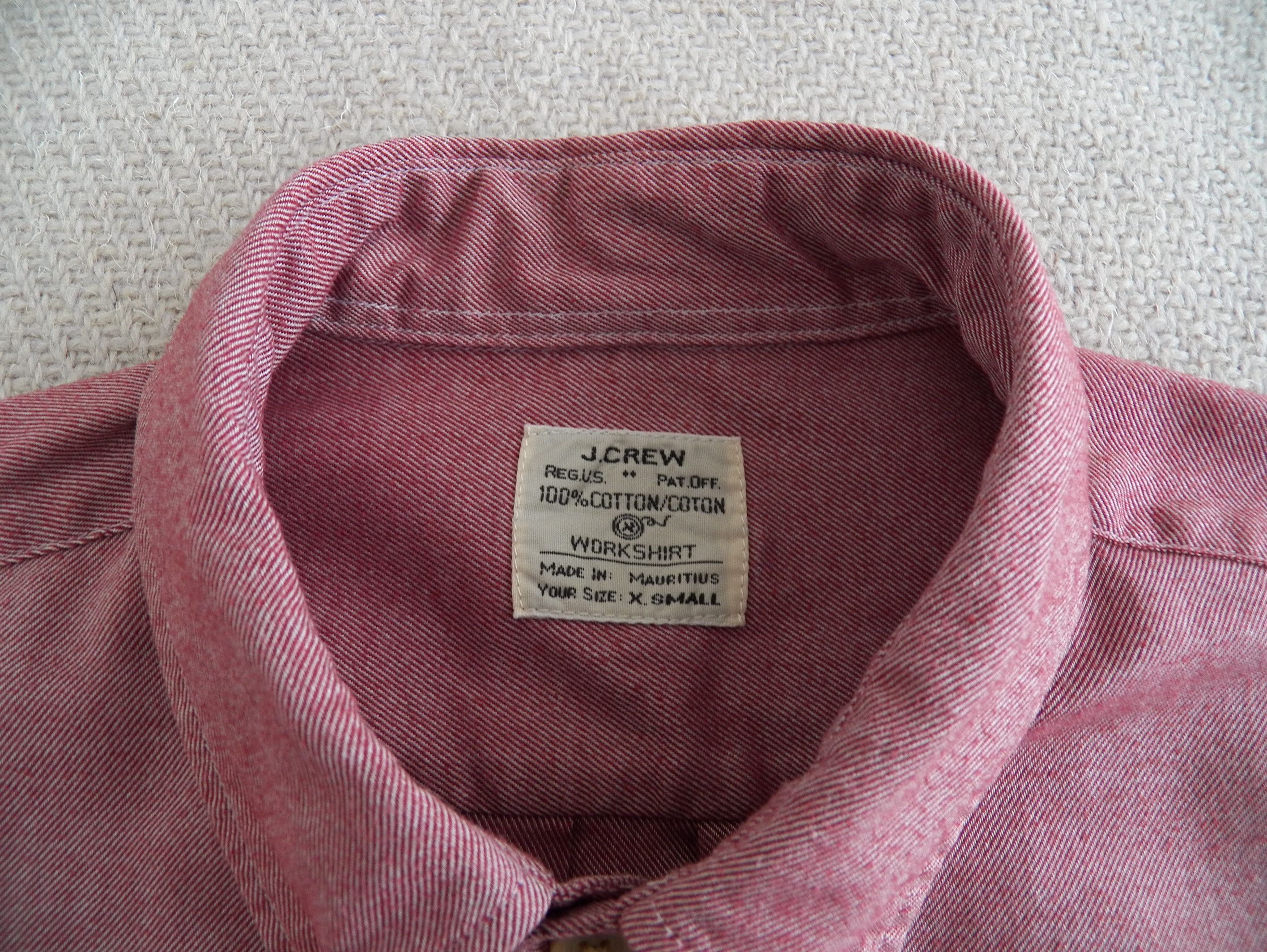 J.Crew MENS Work SHIRT Diagonal Twill Brushed cotton pink red Size US XS / EU 42 / 0 - 4 Thumbnail
