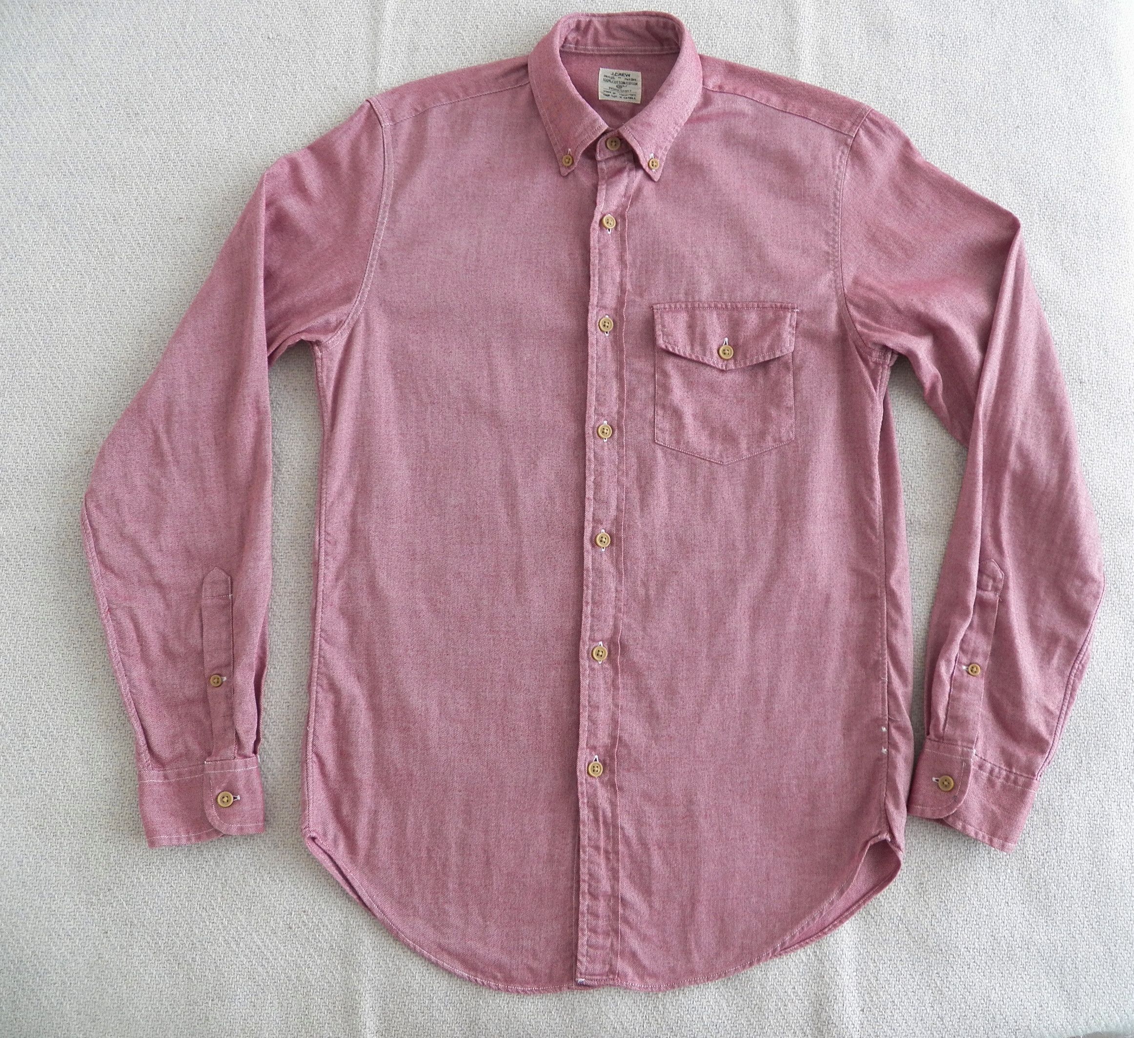 J.Crew MENS Work SHIRT Diagonal Twill Brushed cotton pink red Size US XS / EU 42 / 0 - 1 Thumbnail