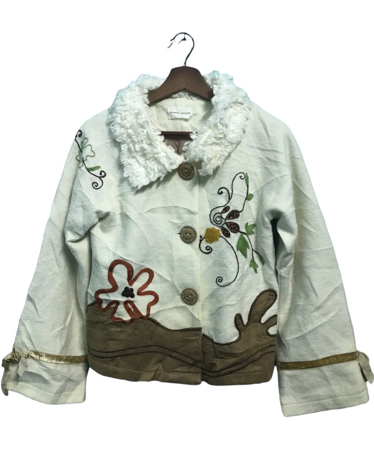 image of Issey Miyake Tsumori Chisato Embroidery Jacket in White, Women's (Size Small)