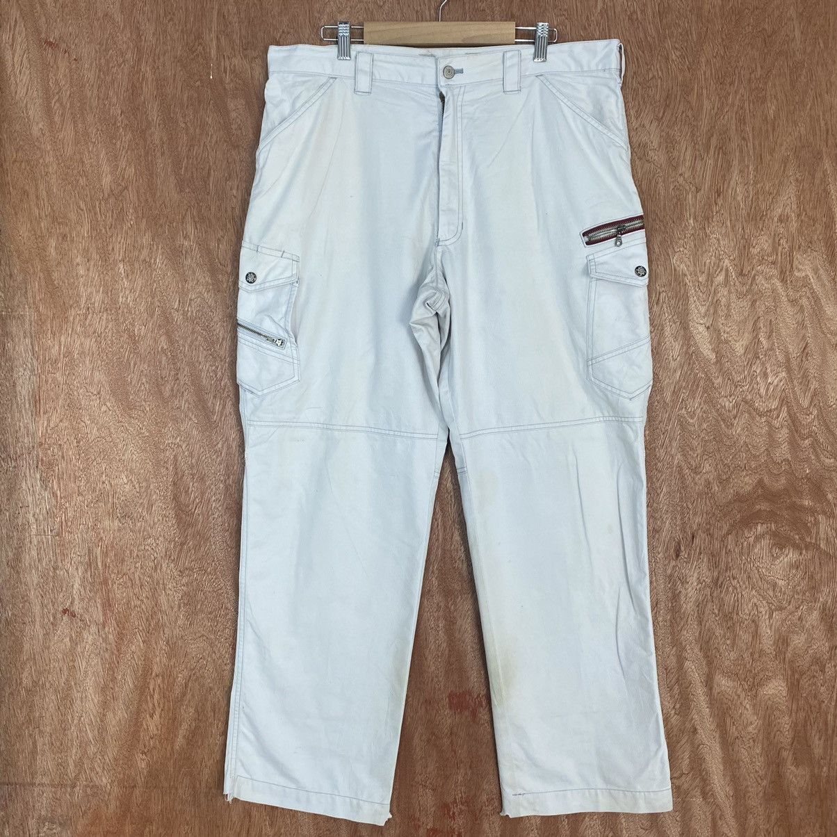 Japanese Brand Jawin White Multipocket Cargo Pants #c809 Size US 34 / EU 50 - 1 Thumbnail