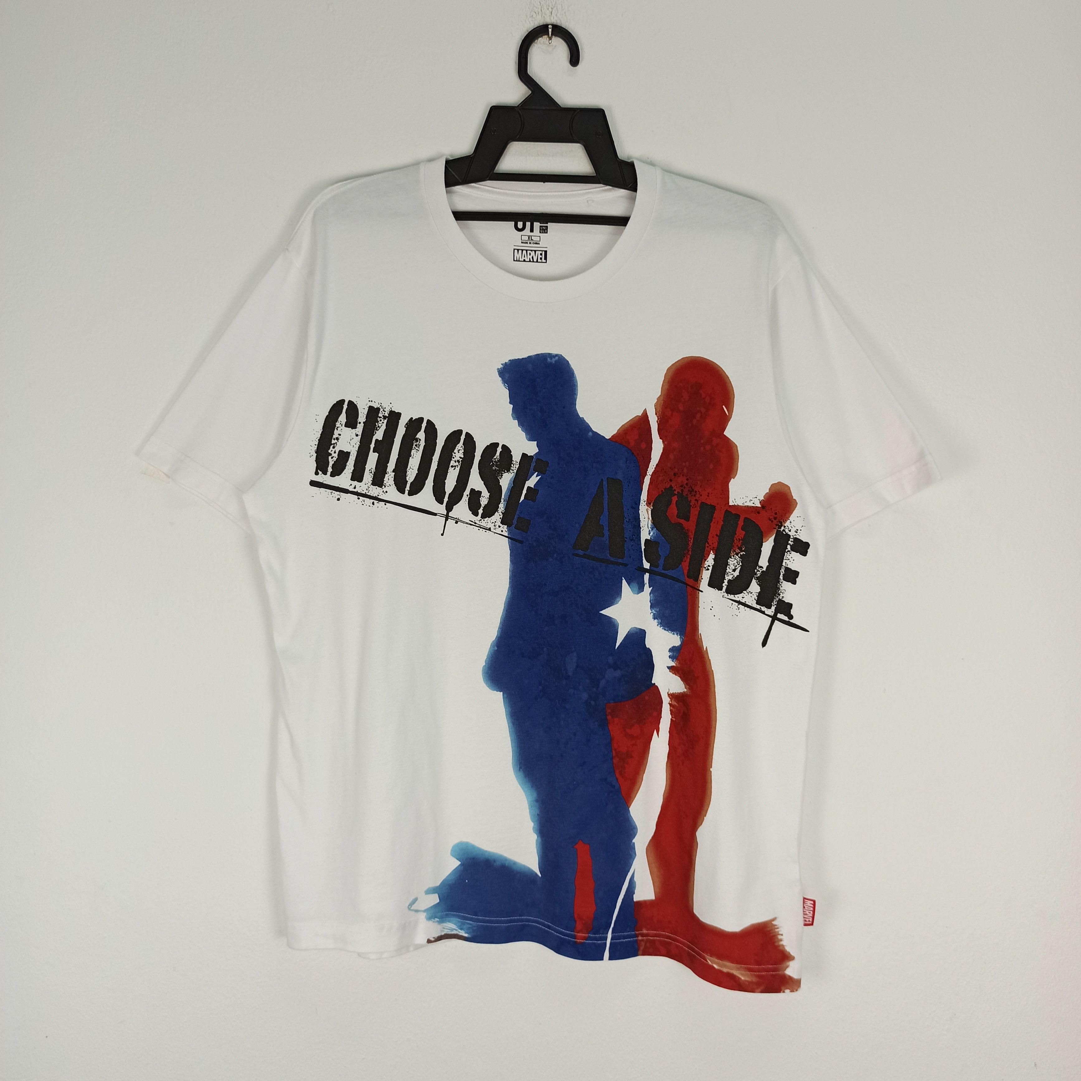 image of Marvel Comics Steals Marvel Captain America Choose A Side By Uniqlo Tee in White, Men's (Size XL)