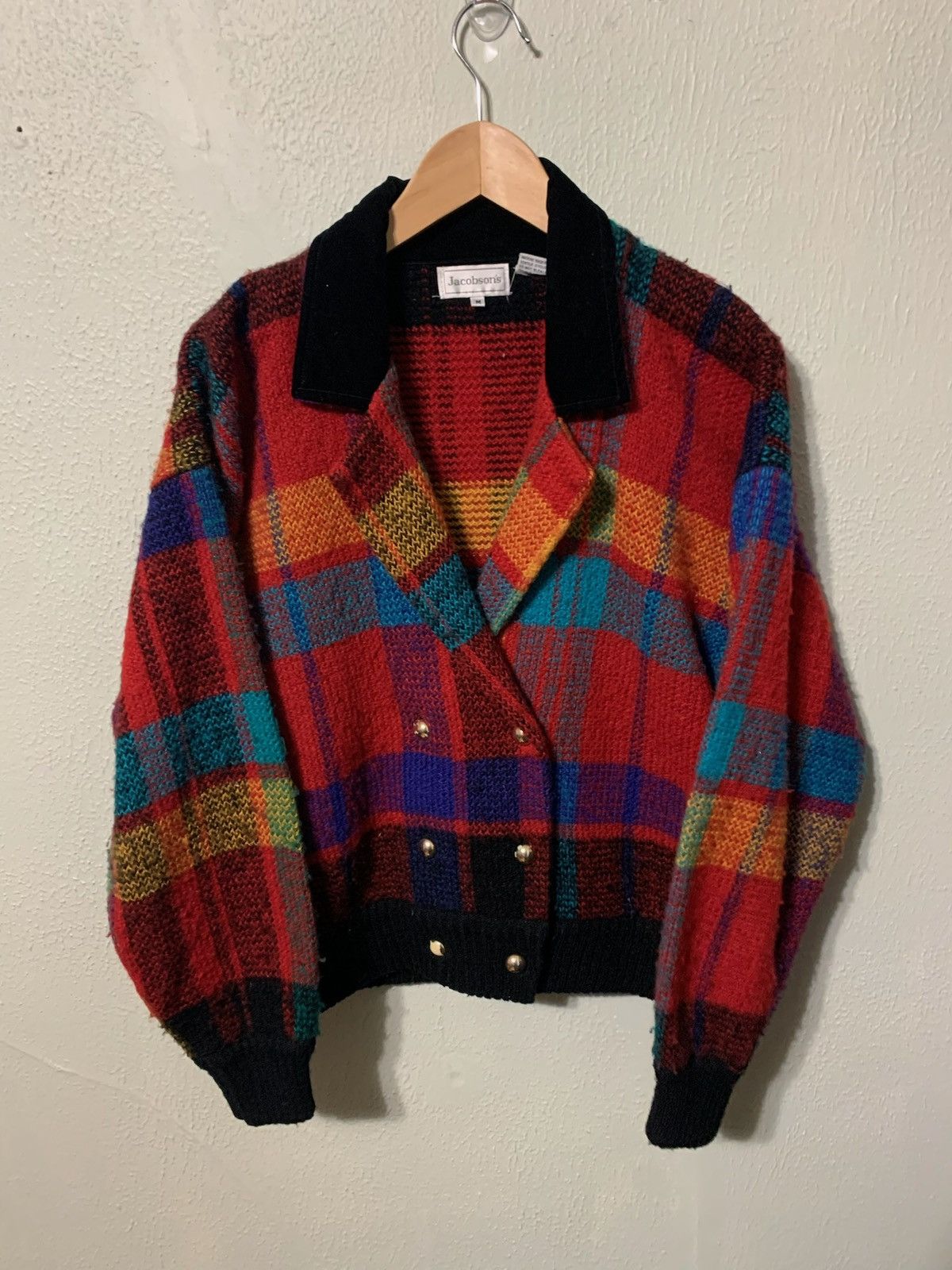Vintage Vintage Velvet Check Cardigan Size US S / EU 44-46 / 1 - 1 Thumbnail