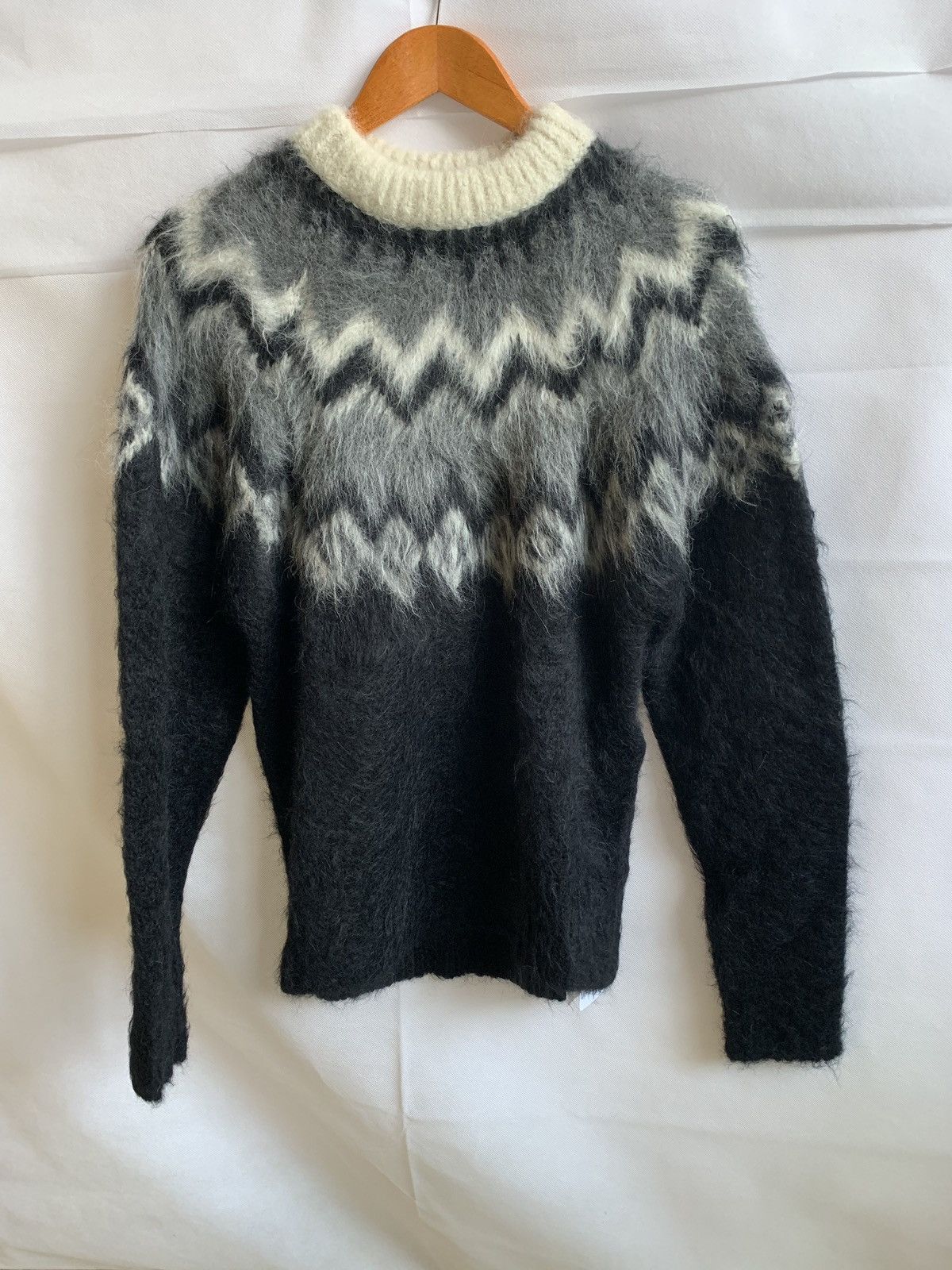 image of Celine Fw19 Fair Isle Knitwear In Black & White in Black White, Men's (Size XS)