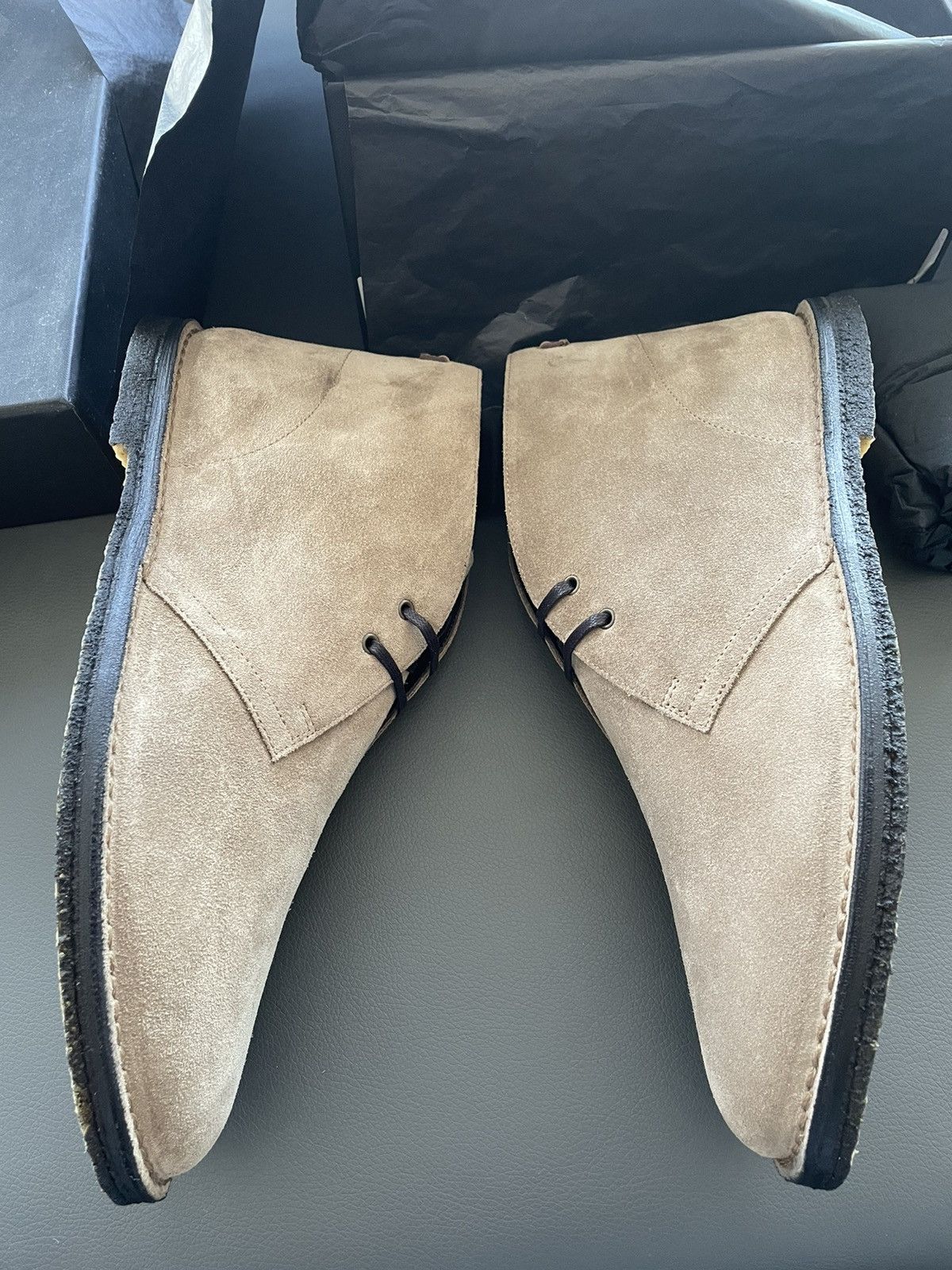 Hedi Slimane × Saint Laurent Paris × Yves Saint Laurent Iconic Brand New Classic Suede Leather Western Boots Shoes Size US 12 / EU 45 - 11 Thumbnail