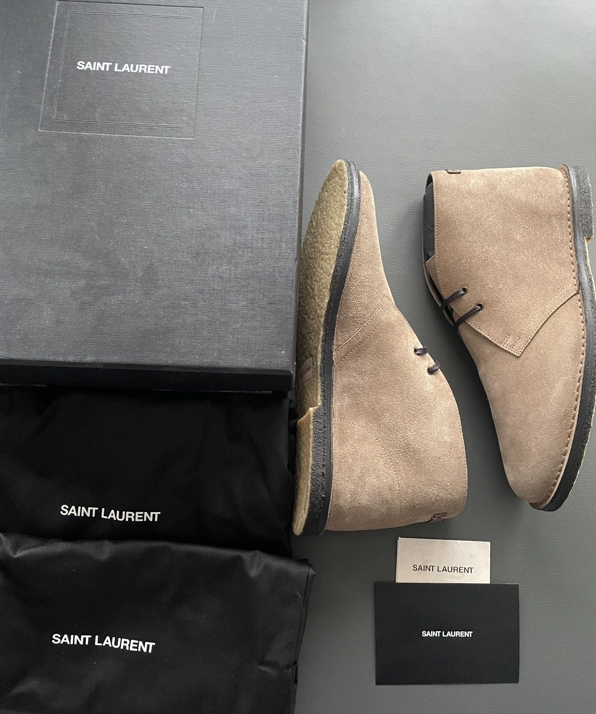 Hedi Slimane × Saint Laurent Paris × Yves Saint Laurent Iconic Brand New Classic Suede Leather Western Boots Shoes Size US 12 / EU 45 - 4 Thumbnail