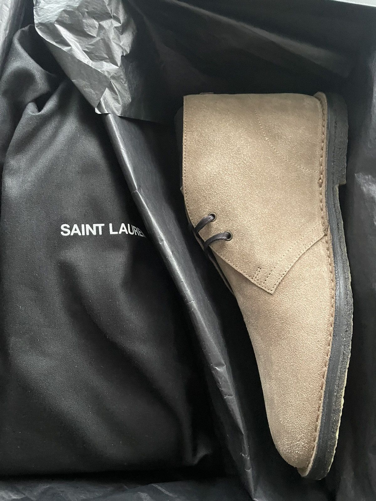 Hedi Slimane × Saint Laurent Paris × Yves Saint Laurent Iconic Brand New Classic Suede Leather Western Boots Shoes Size US 12 / EU 45 - 18 Thumbnail