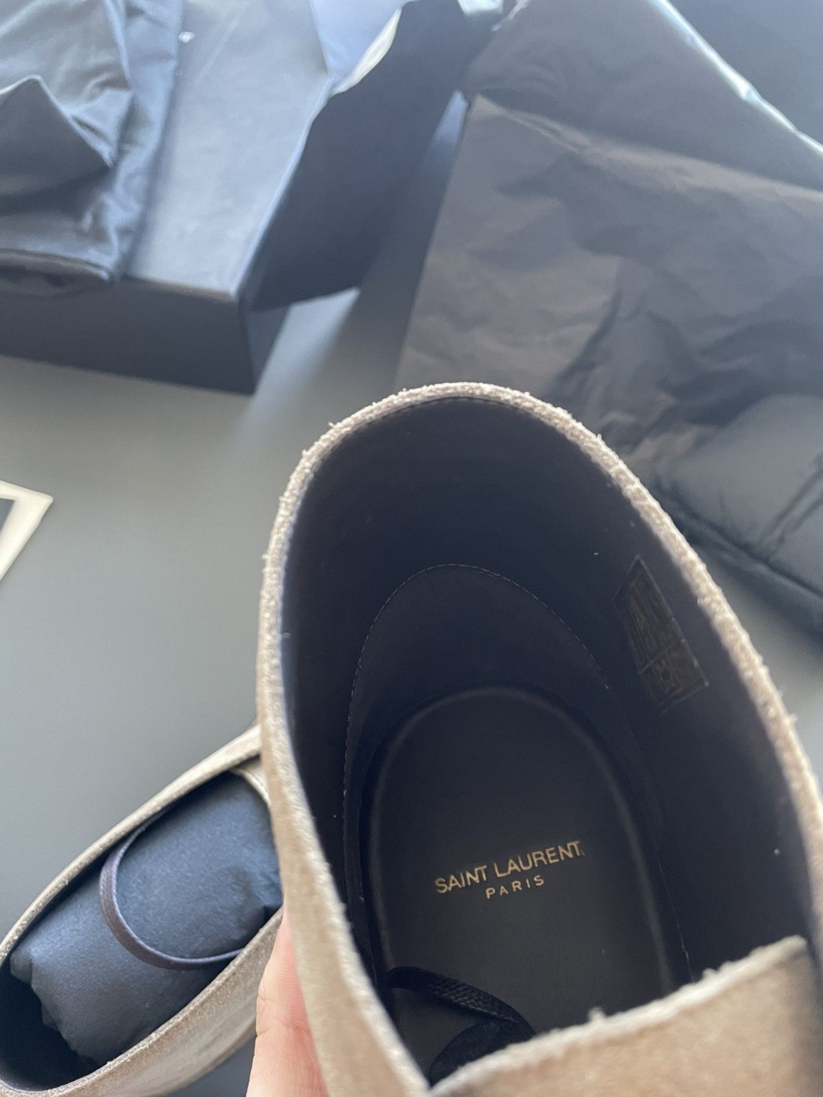 Hedi Slimane × Saint Laurent Paris × Yves Saint Laurent Iconic Brand New Classic Suede Leather Western Boots Shoes Size US 12 / EU 45 - 24 Thumbnail