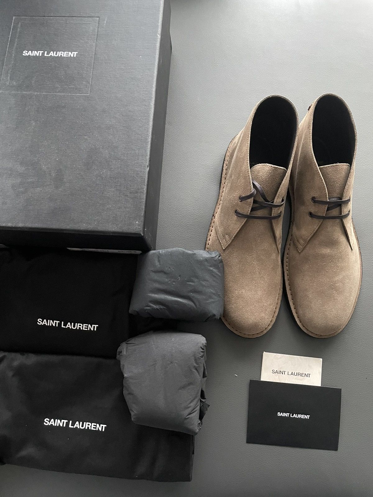 Hedi Slimane × Saint Laurent Paris × Yves Saint Laurent Iconic Brand New Classic Suede Leather Western Boots Shoes Size US 12 / EU 45 - 1 Thumbnail