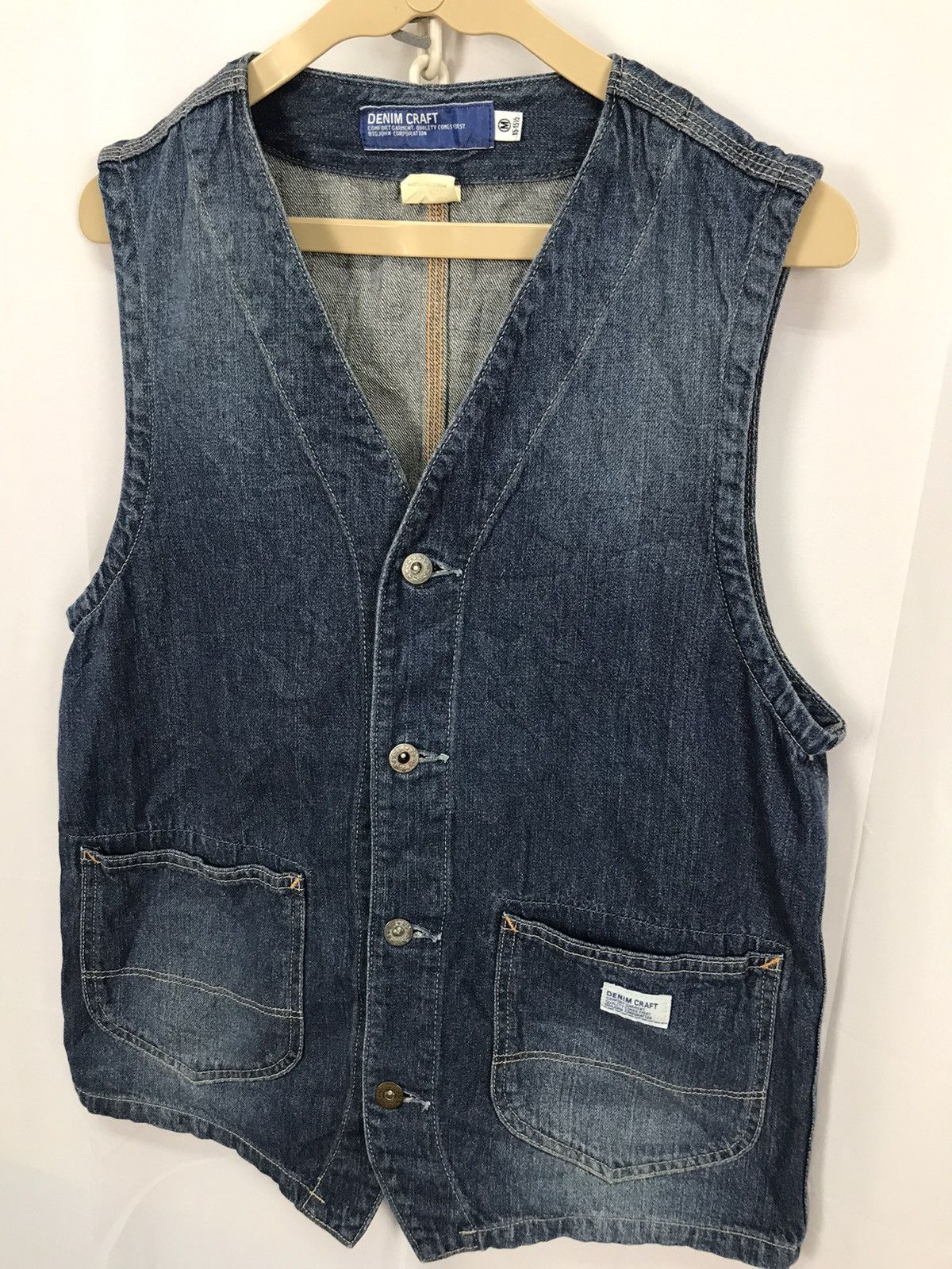 Big John × Japanese Brand Vintage denim craft button sleeveless by big John Size US S / EU 44-46 / 1 - 8 Thumbnail