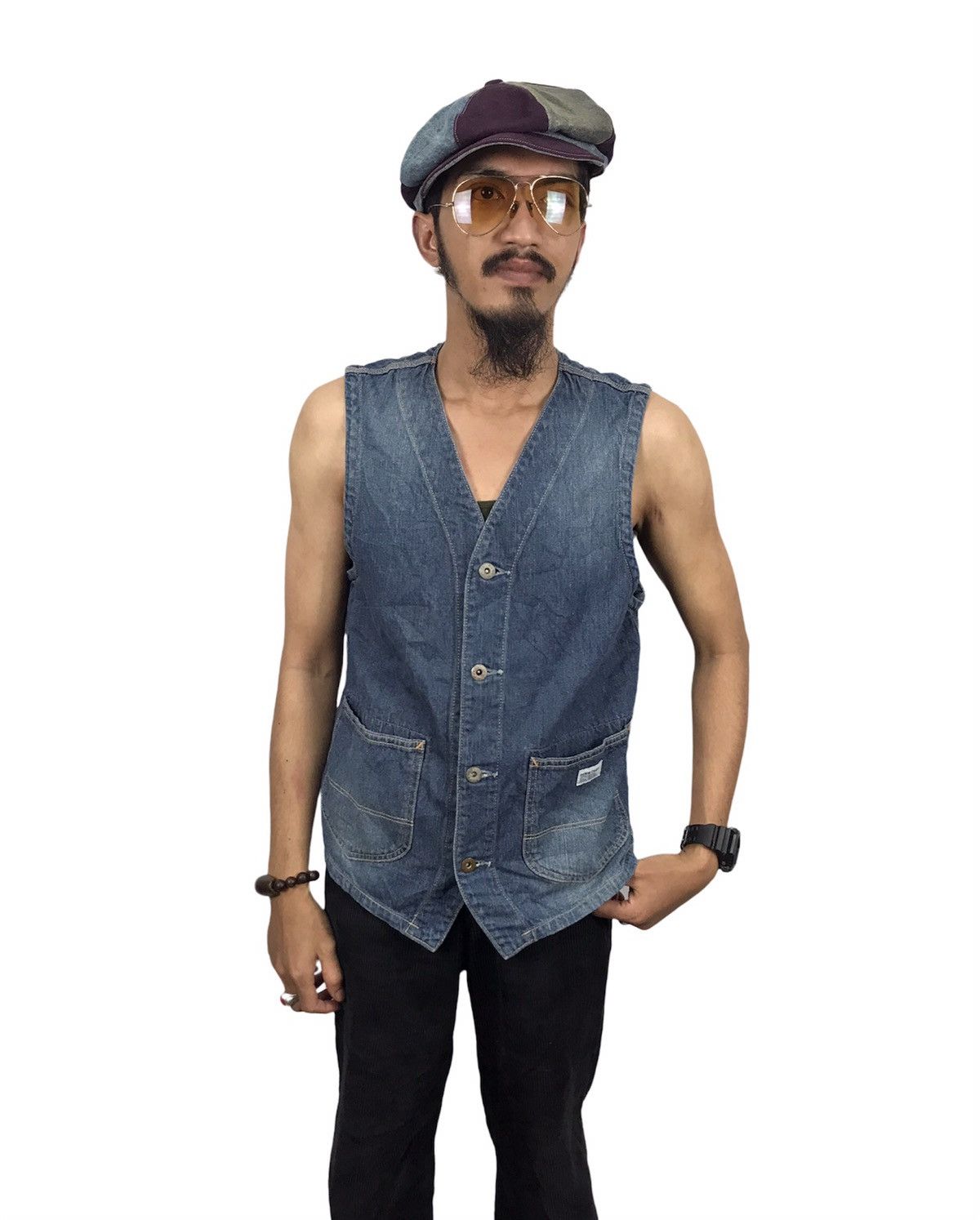 Big John × Japanese Brand Vintage denim craft button sleeveless by big John Size US S / EU 44-46 / 1 - 1 Thumbnail