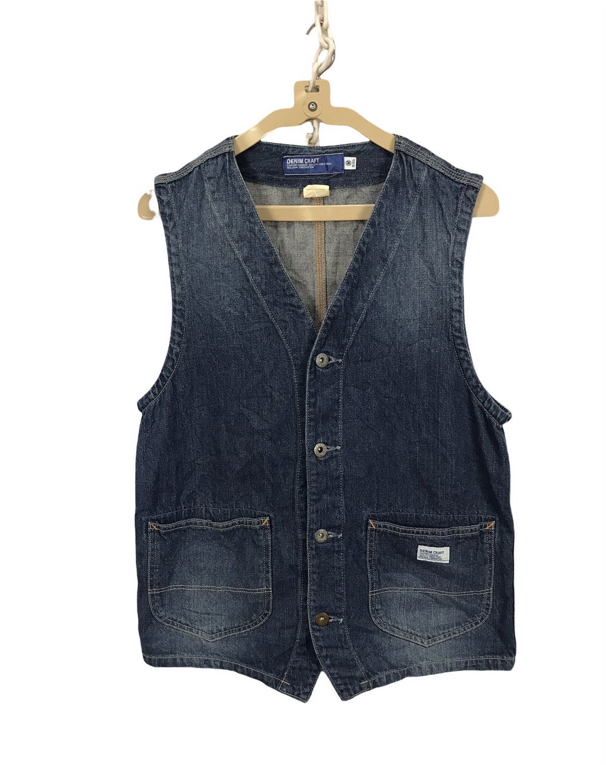 Big John × Japanese Brand Vintage denim craft button sleeveless by big John Size US S / EU 44-46 / 1 - 3 Thumbnail
