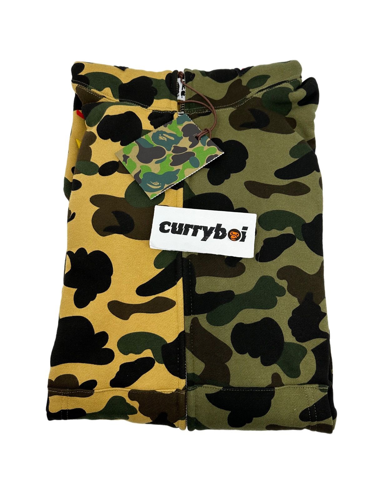 Bape BAPE 1st Camo Half Shark Full Zip Hoodie Green/Yellow Size US M / EU 48-50 / 2 - 3 Thumbnail