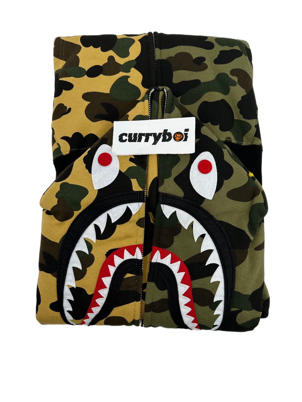 Bape BAPE 1st Camo Half Shark Full Zip Hoodie Green/Yellow Size US M / EU 48-50 / 2 - 4 Thumbnail