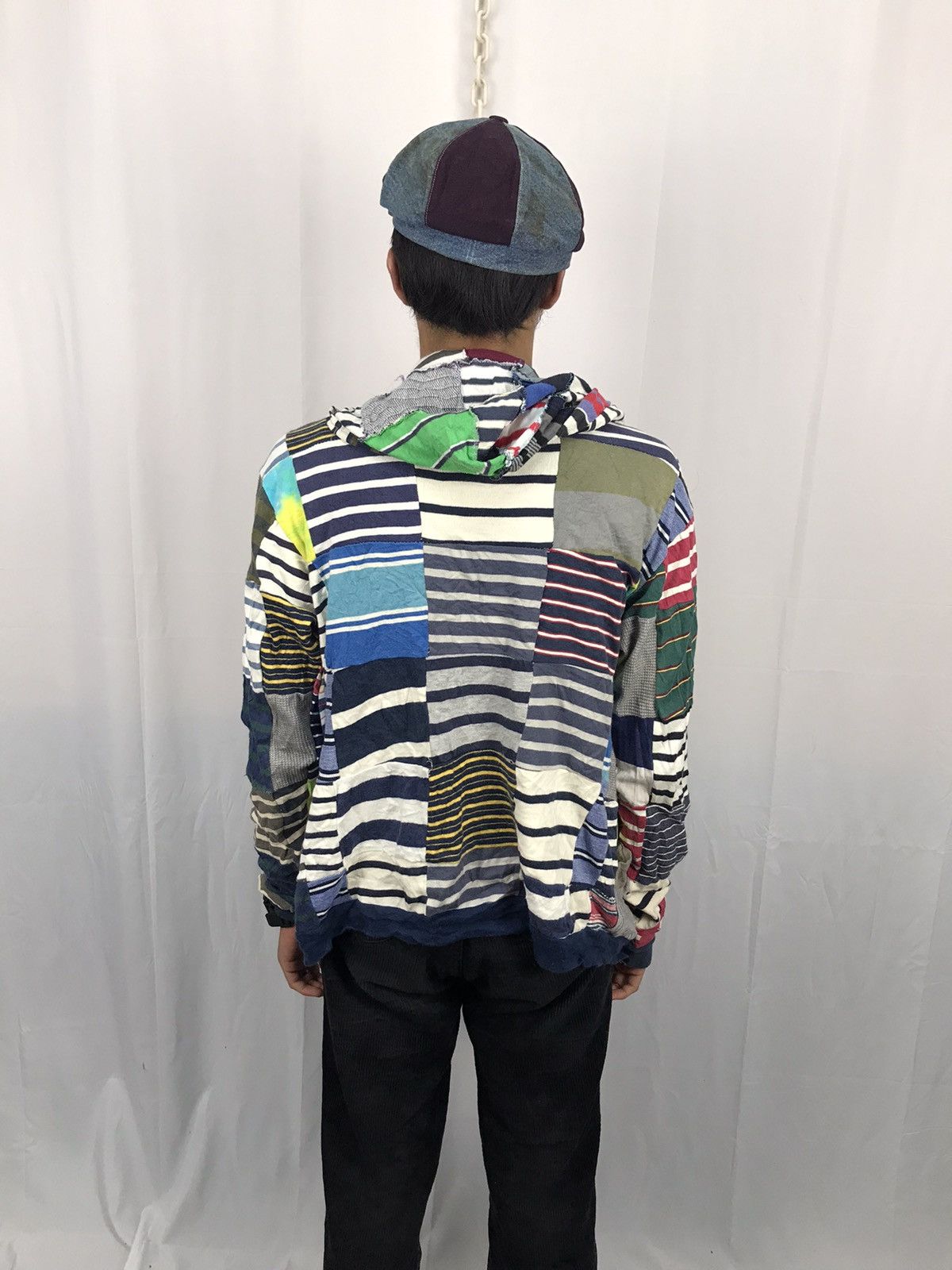 🔥RARE🔥Unbrand hoodie zipper patchwork multicolor