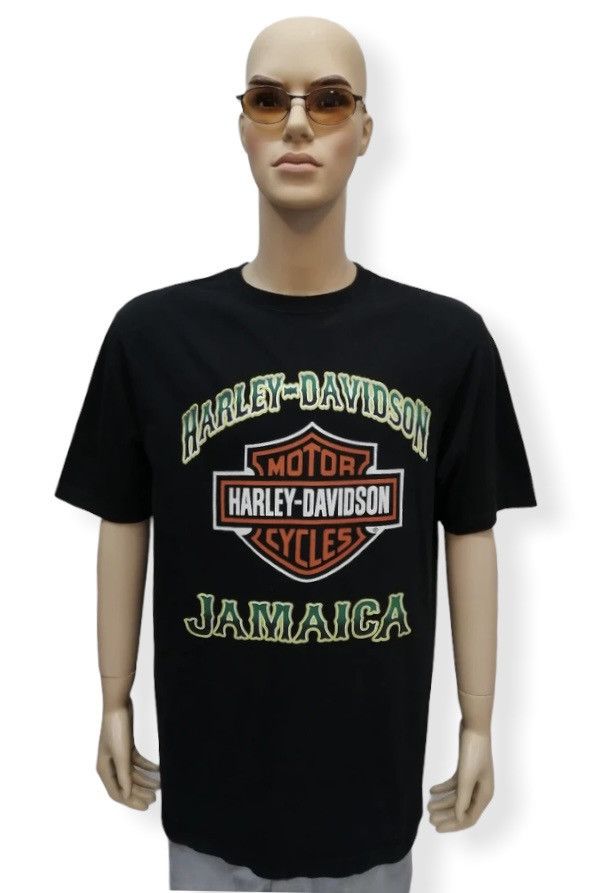Harley Davidson 💥Vtg Y2K HARLEY DAVIDSON Jamaica Big Print Black T-Shirt Size US L / EU 52-54 / 3 - 3 Thumbnail