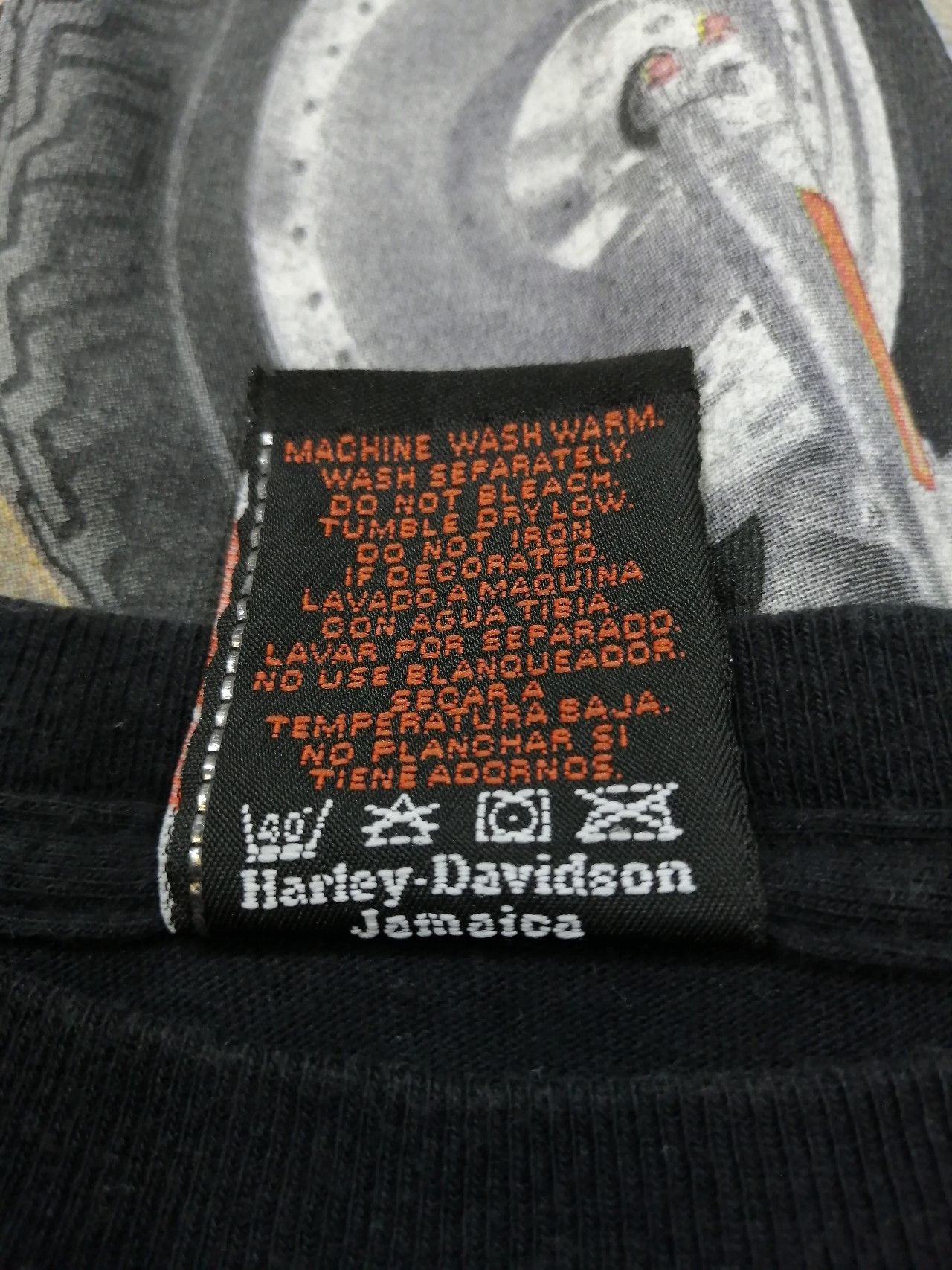 Harley Davidson 💥Vtg Y2K HARLEY DAVIDSON Jamaica Big Print Black T-Shirt Size US L / EU 52-54 / 3 - 6 Thumbnail