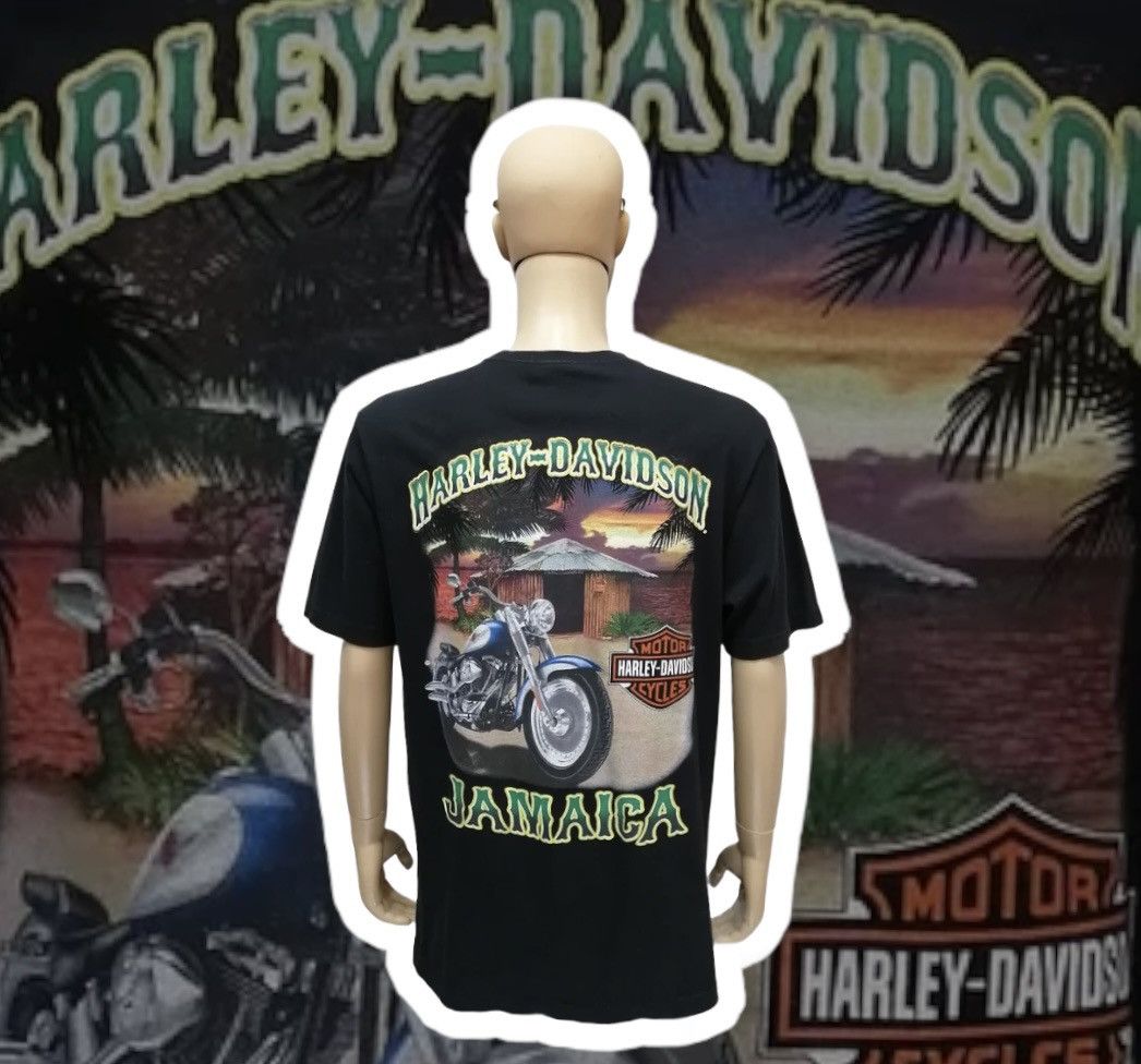 Harley Davidson 💥Vtg Y2K HARLEY DAVIDSON Jamaica Big Print Black T-Shirt Size US L / EU 52-54 / 3 - 2 Thumbnail