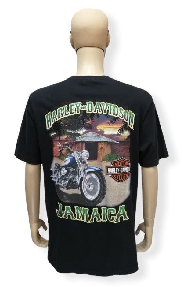 Harley Davidson 💥Vtg Y2K HARLEY DAVIDSON Jamaica Big Print Black T-Shirt Size US L / EU 52-54 / 3 - 1 Thumbnail