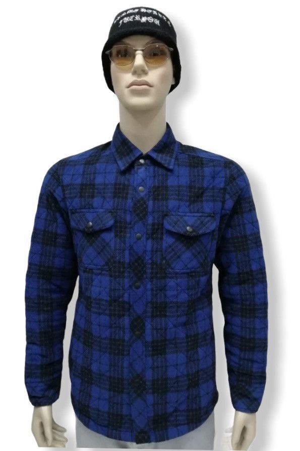 Japanese Brand 💥RARE Y2K Blue Tartan Light Padded Quilted Fleece Shirt Size US S / EU 44-46 / 1 - 3 Thumbnail