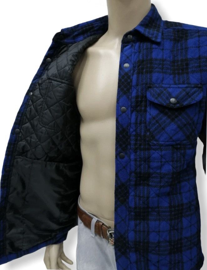 Japanese Brand 💥RARE Y2K Blue Tartan Light Padded Quilted Fleece Shirt Size US S / EU 44-46 / 1 - 2 Thumbnail