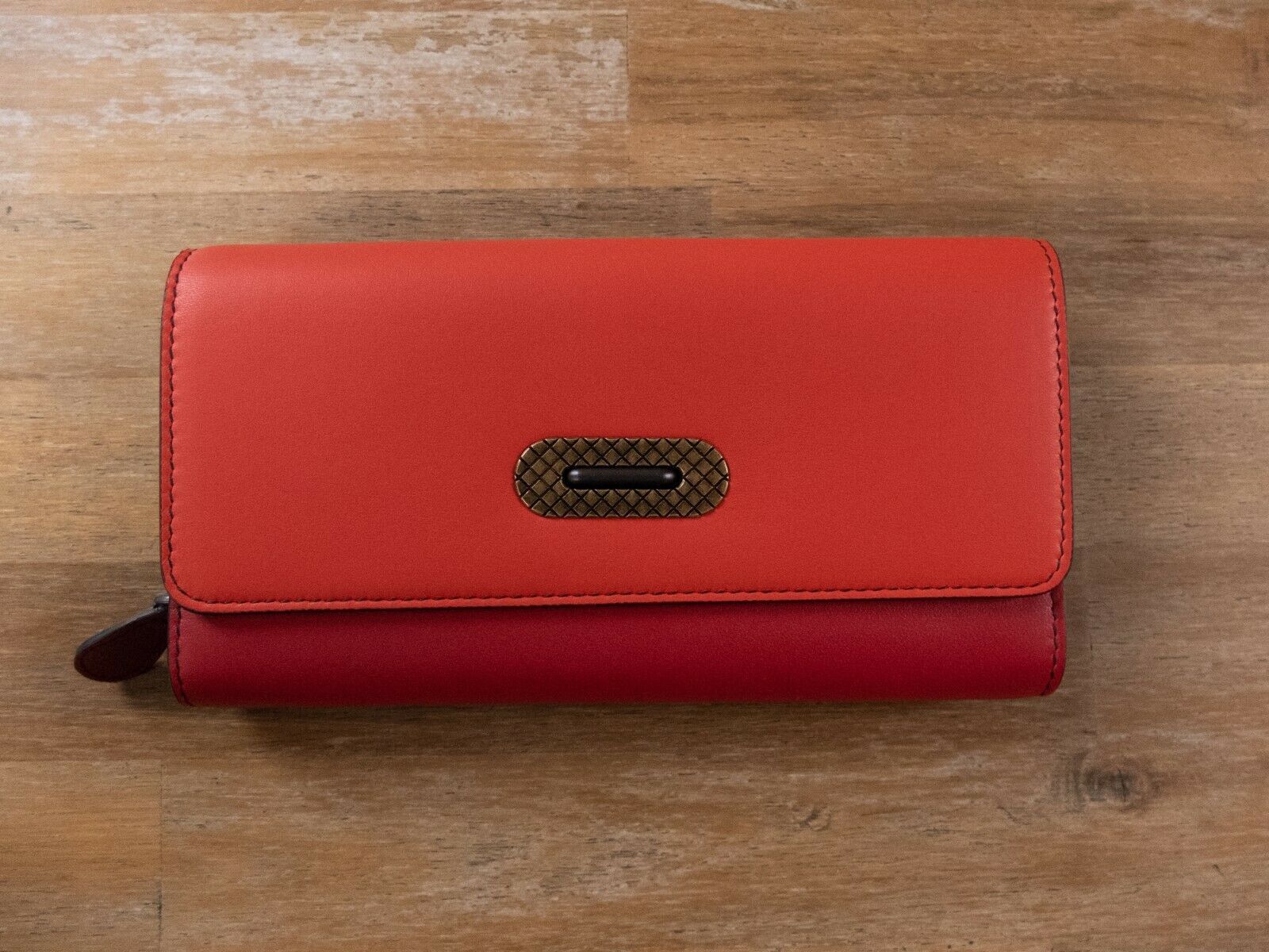 Bottega Veneta $979 BOTTEGA VENETA red orange leather continental wallet q Size ONE SIZE - 1 Thumbnail