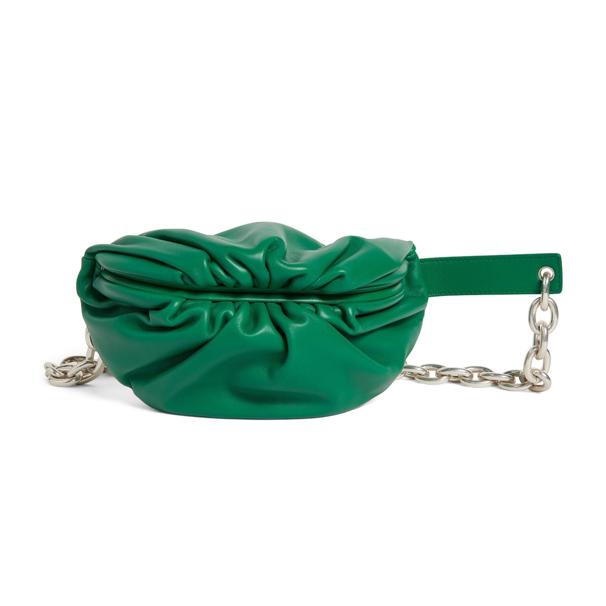 $2490 Bottega Veneta Green Mini Pouch Leather Belt Chain Bag, Women's