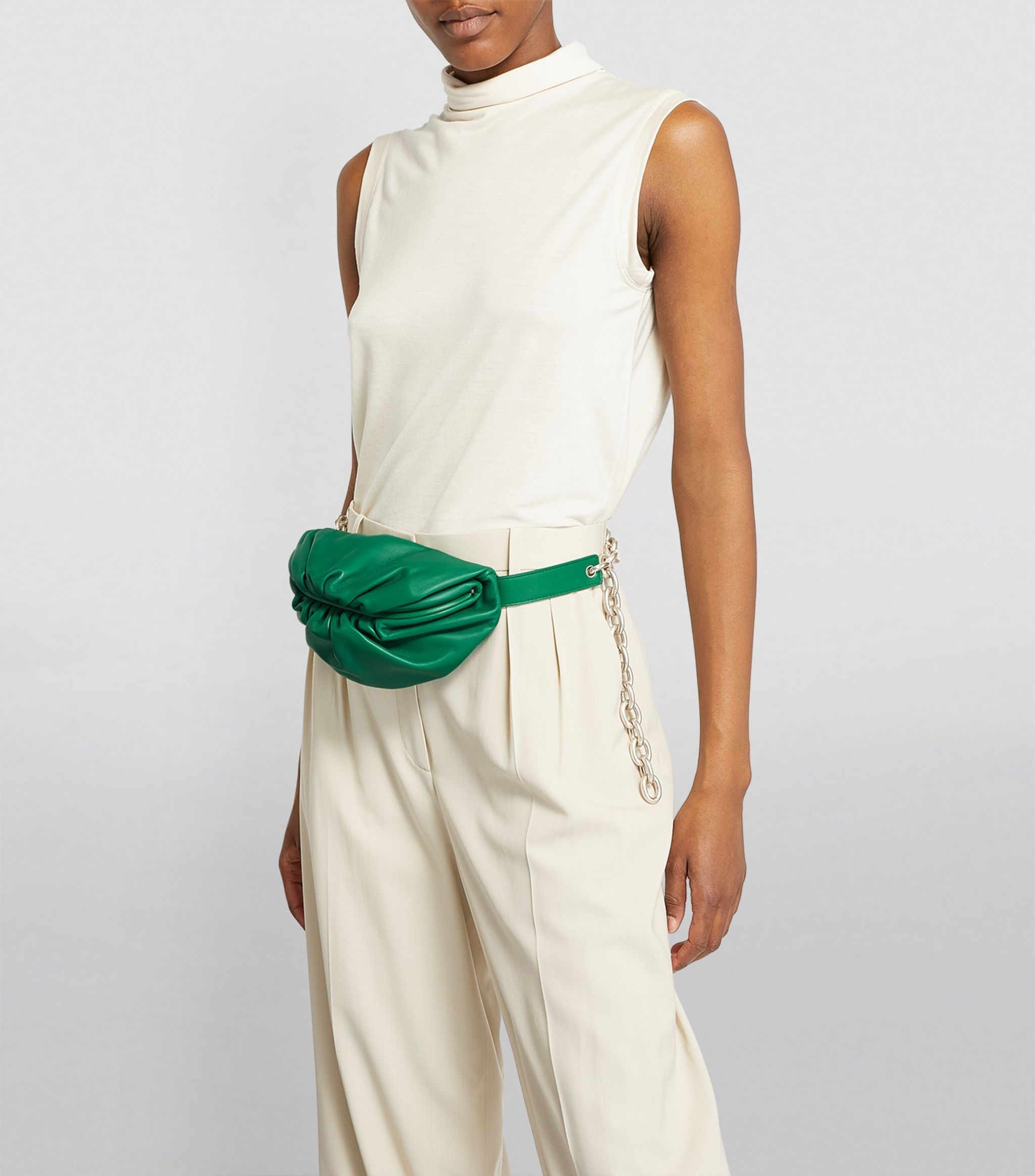 Bottega Veneta $2490 BOTTEGA VENETA green mini Pouch leather belt chain bag Size ONE SIZE - 3 Thumbnail